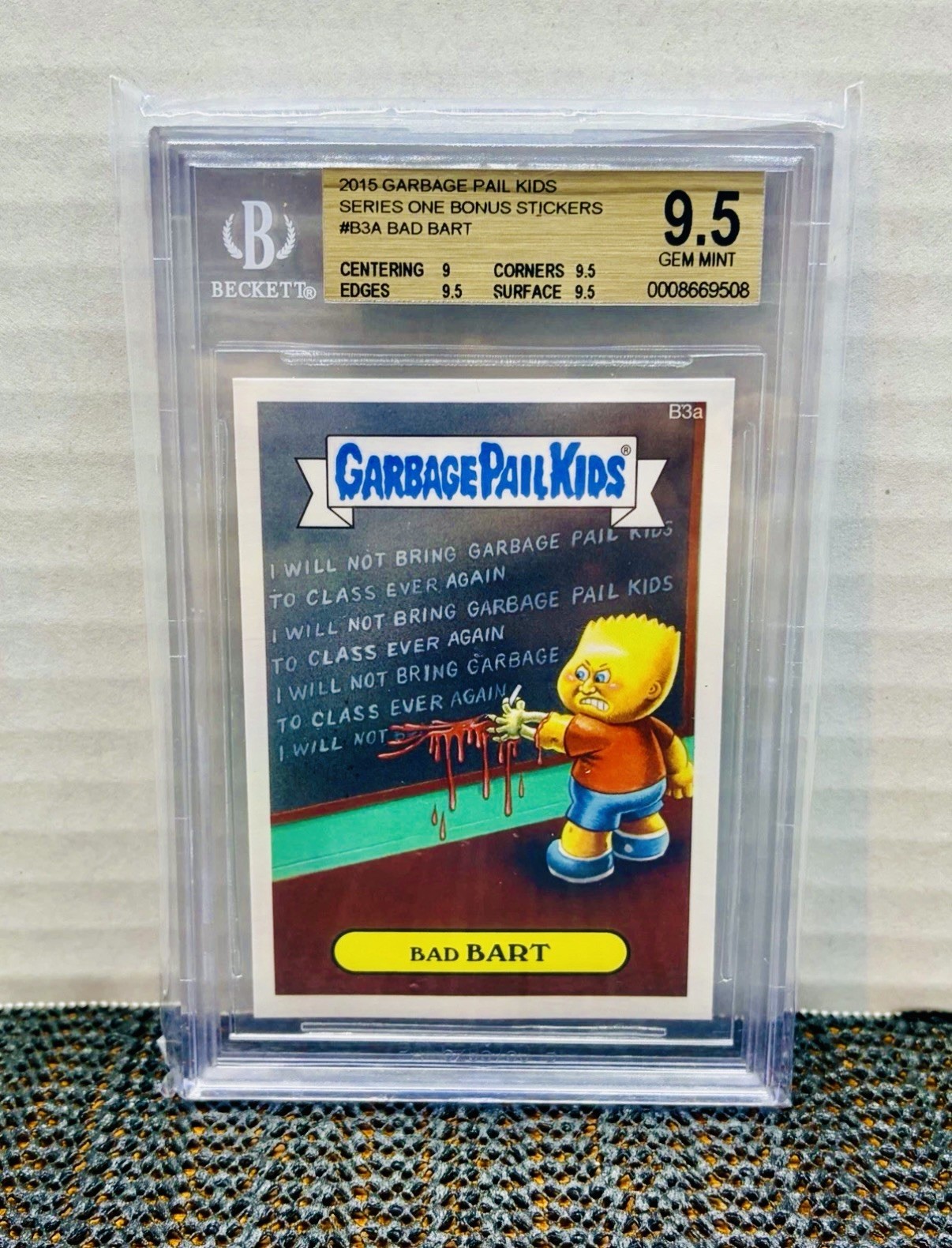 2015 GPK Bad Bart Simpson B3a Bonus Sticker Beckett 9.5 Gem Mint RARE GEM