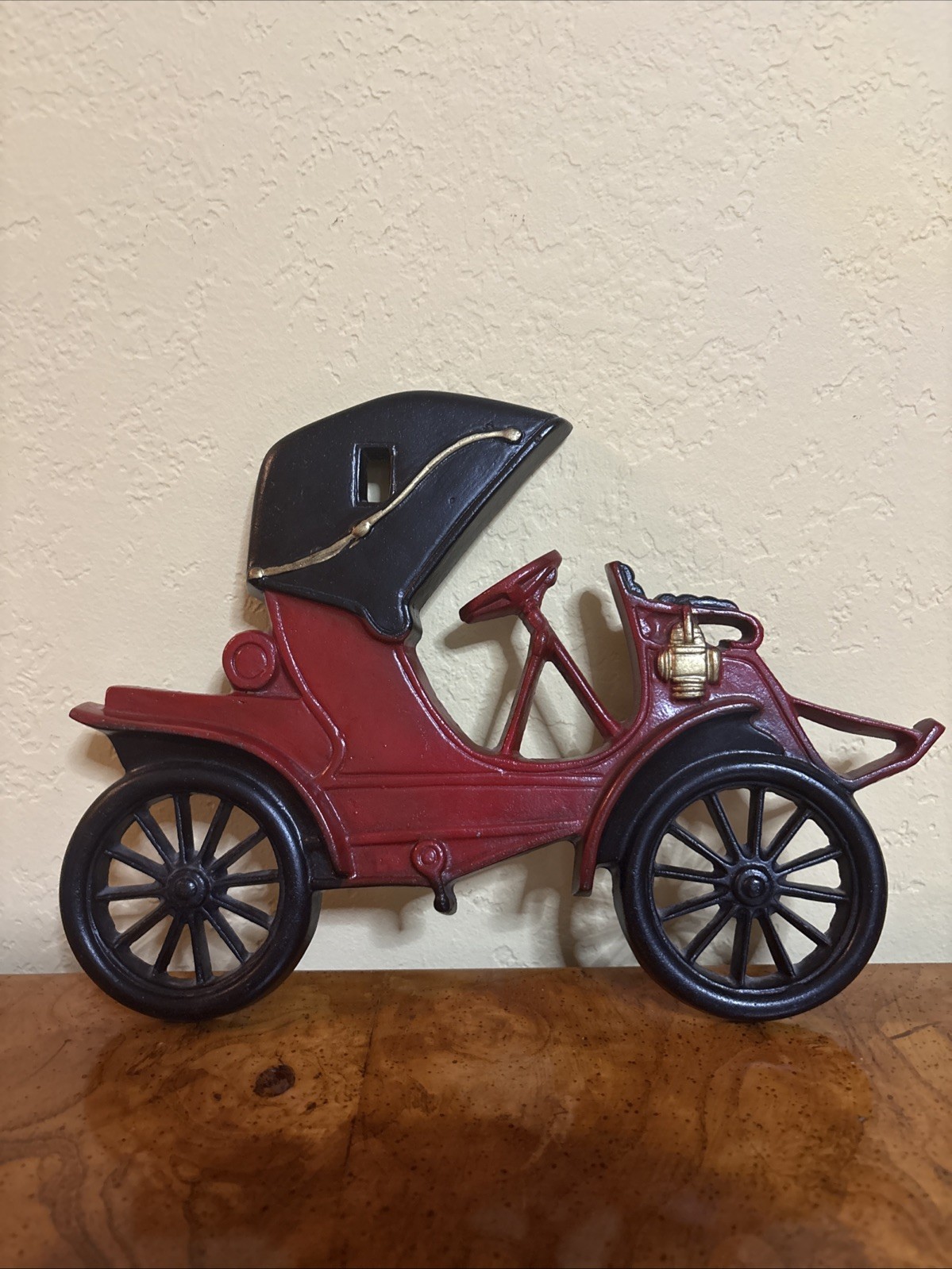 Vintage Midwest Cast Metal 1905 Red Pierce Arrow Wall Art Plaque MCM
