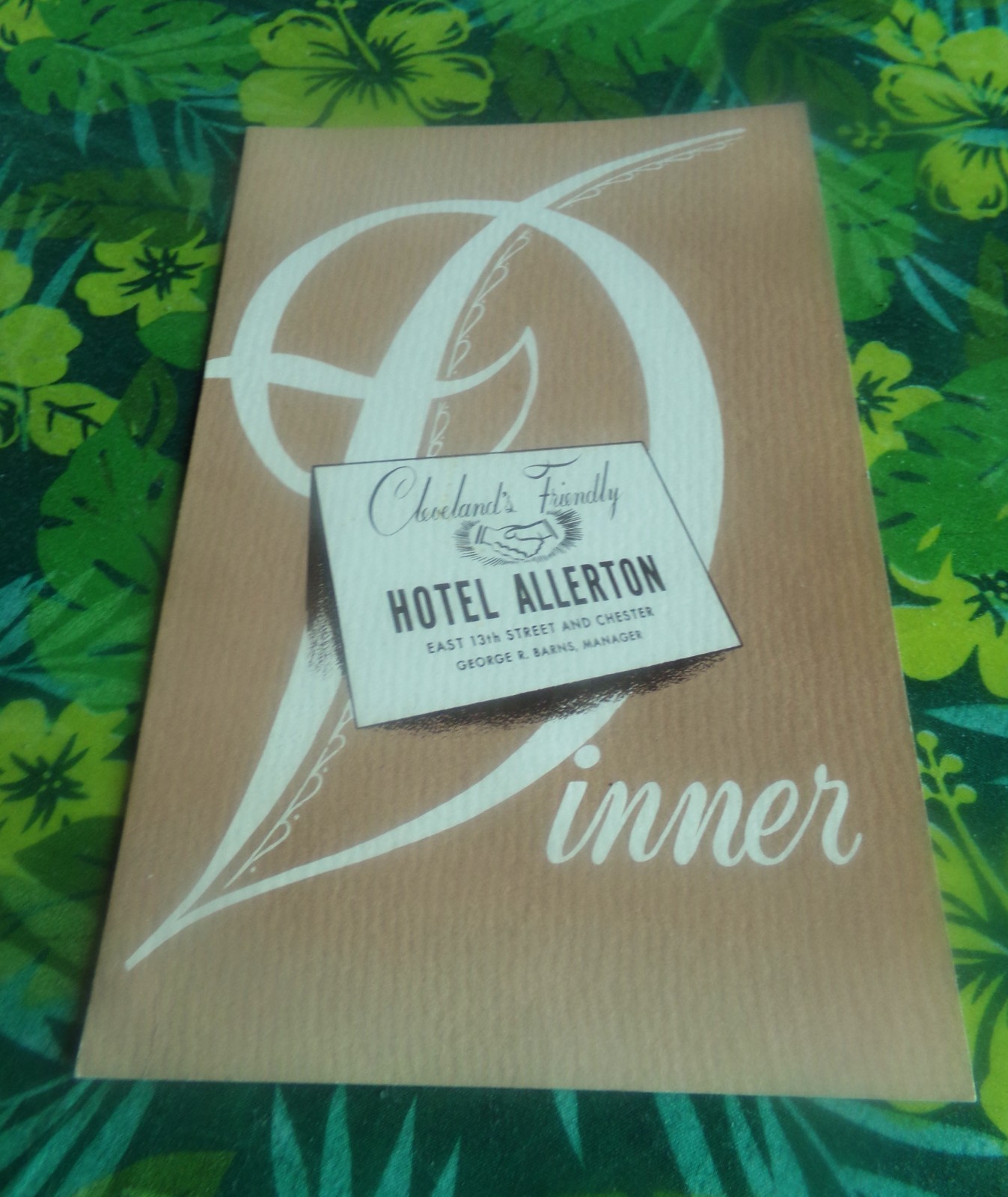 VINTAGE 1946 CLEVELAND\'S  HOTEL ALLERTON DINNER MENU EX