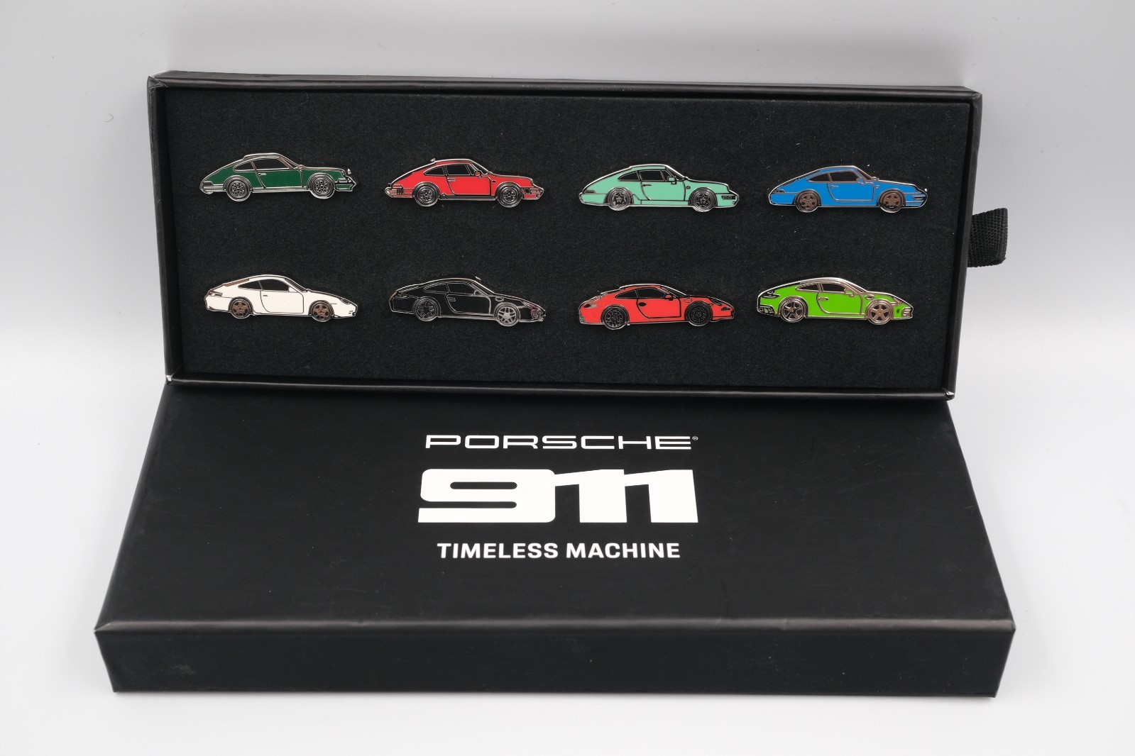 PORSCHE DESIGN OFFICIAL 911 TIMELESS MACHINE LAPEL PIN SET/COLLECTION NIB.