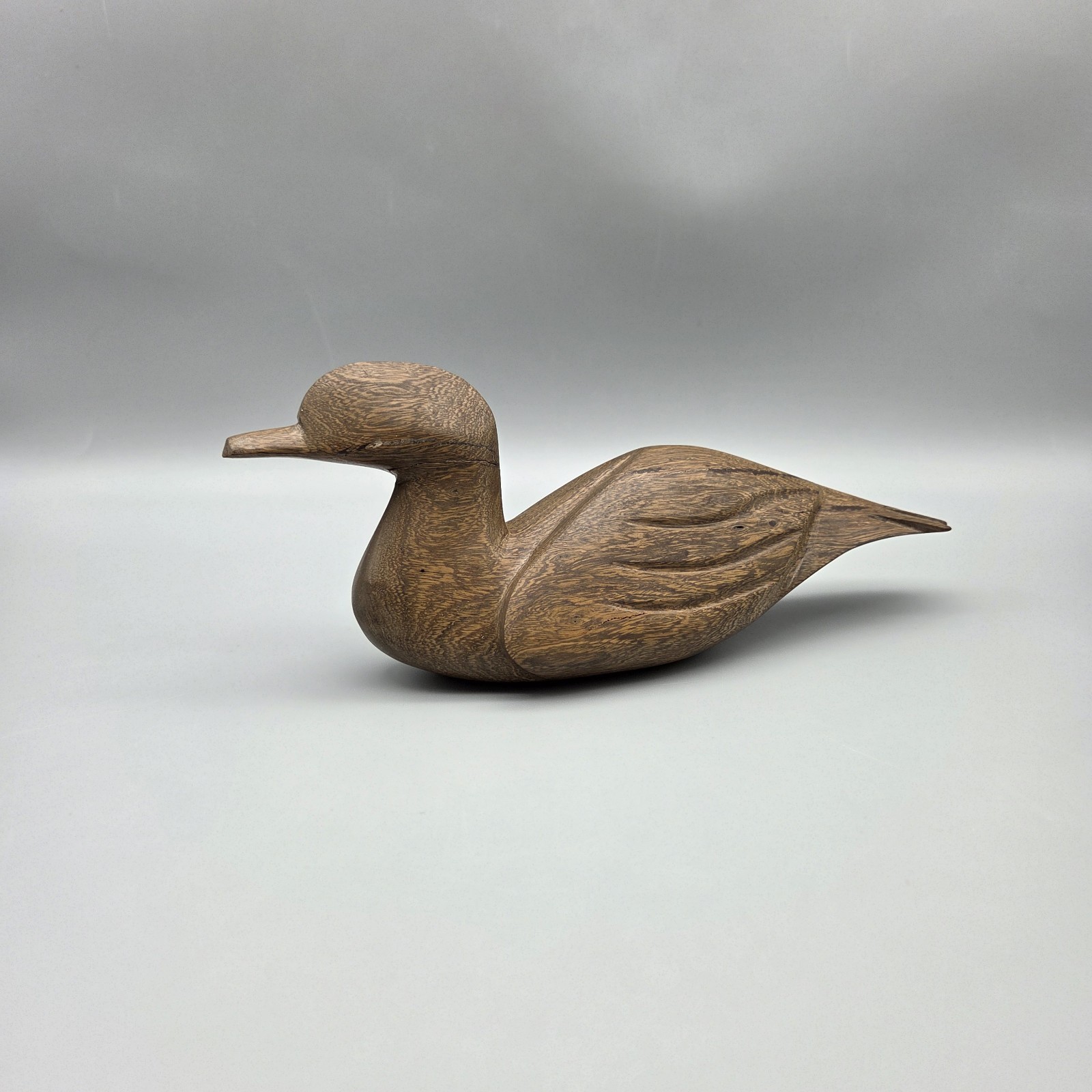 Vintage Hand Carved Ironwood Duck Figurine Loon Decoy Smooth Bird Sculpture READ