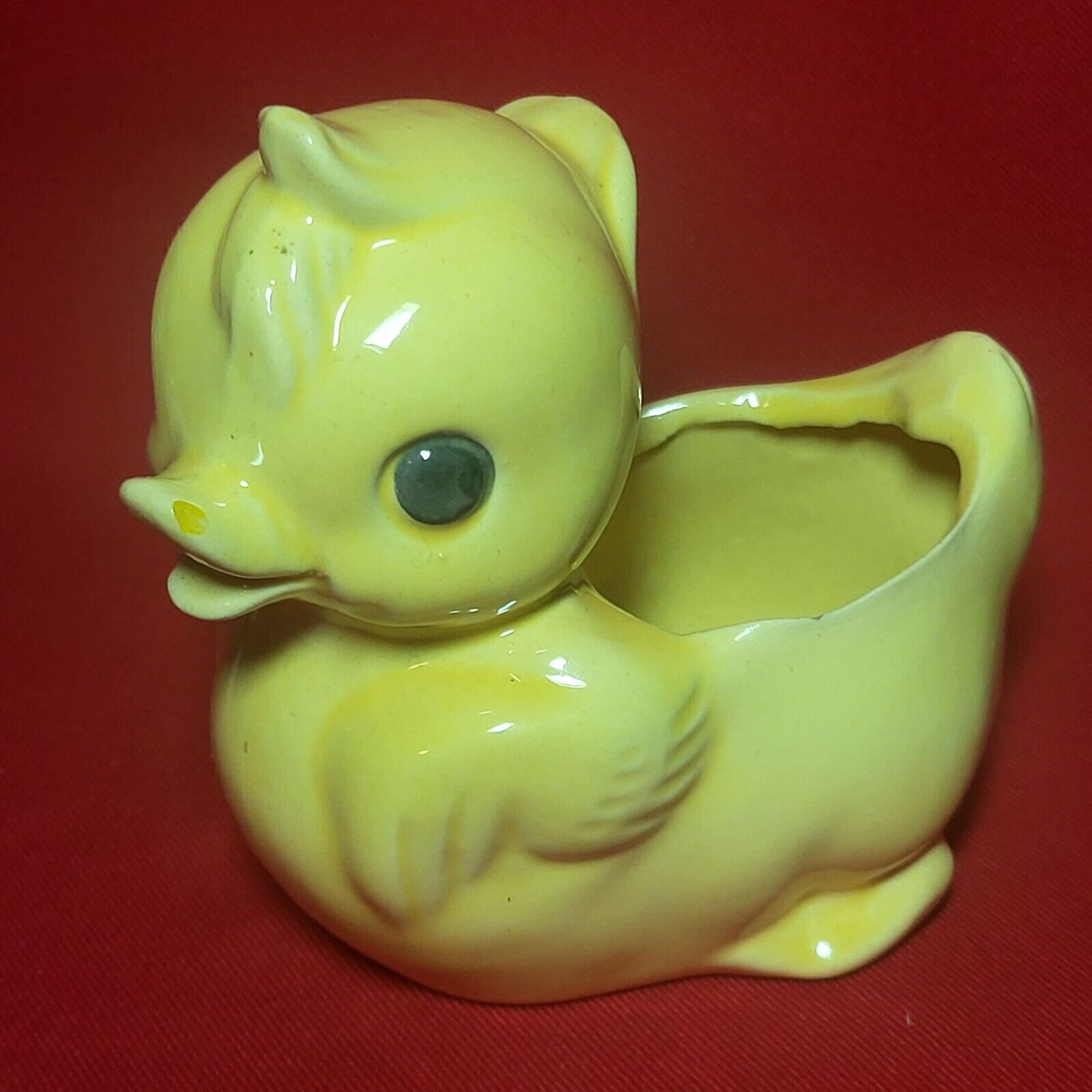 Vintage Baby Duck Planter Vase Yellow Chick Easter Duckling Animal Figurine