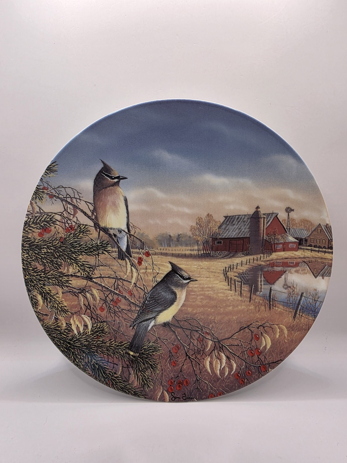 Bradford Exchange Knowles Sam Timm, Plate Birds WAXWINGS IN FALL COA,/Org Box 