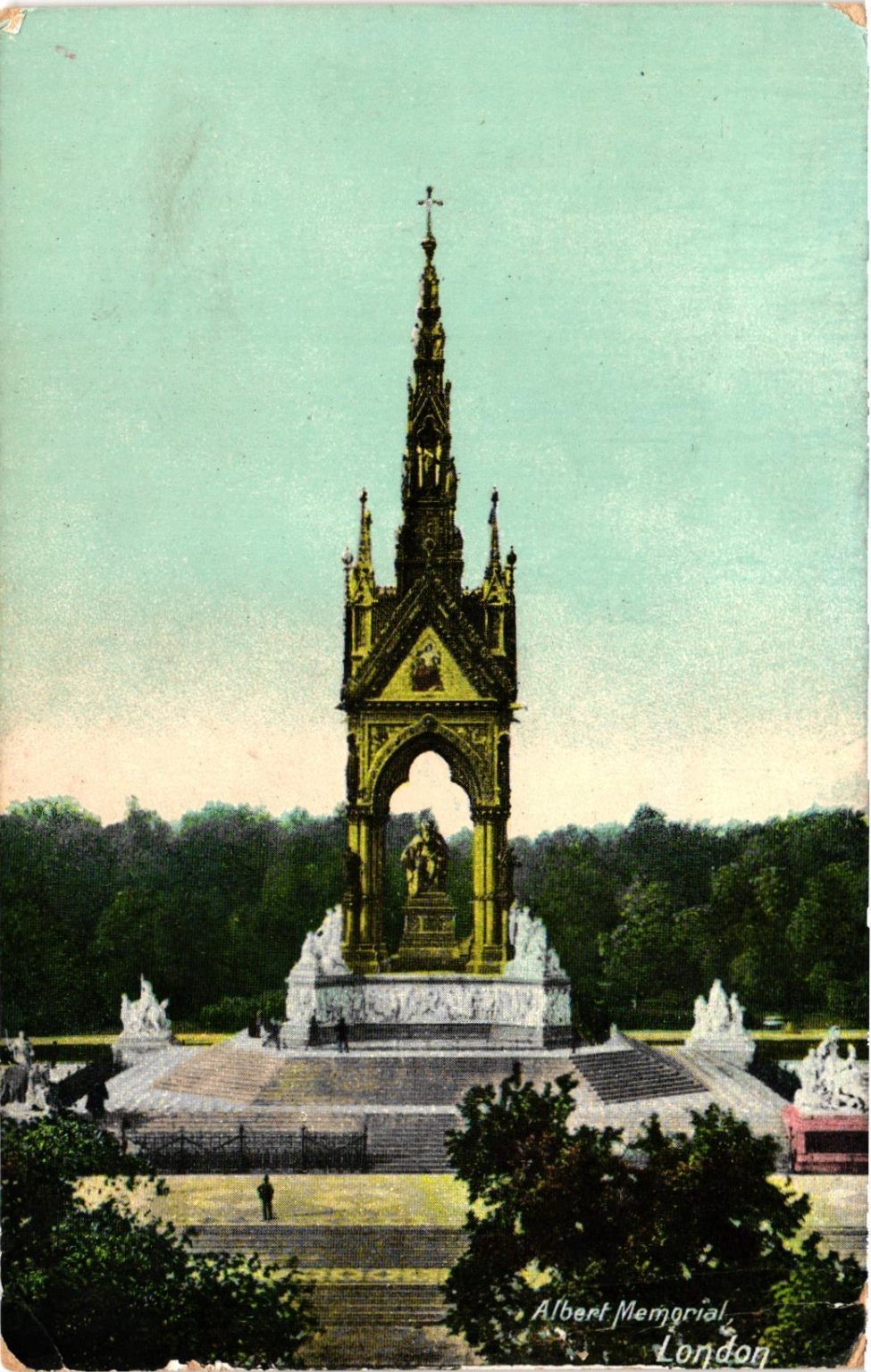 1909 Albert Memorial London England Postcard Victorian Gothic Landmark 1909 Albert Memorial London England Postcard Victorian Gothic Landmark