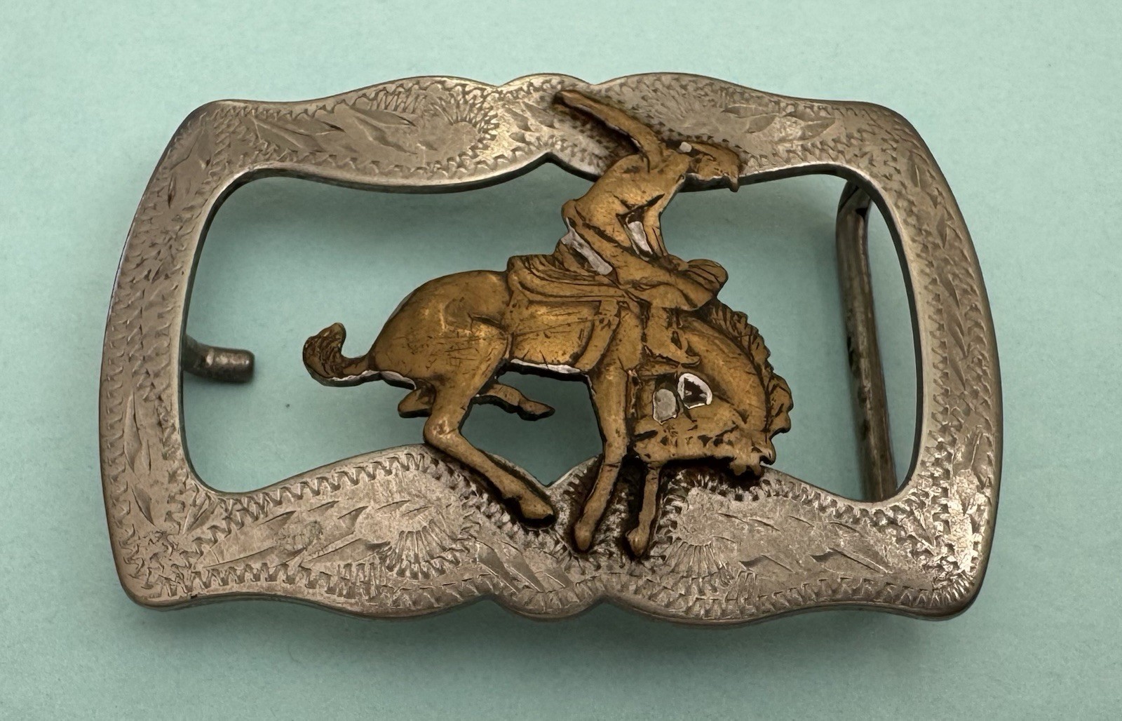VTG Cowboy Western RARE Open Design Renalde American Saddle Bronc Belt Buckle