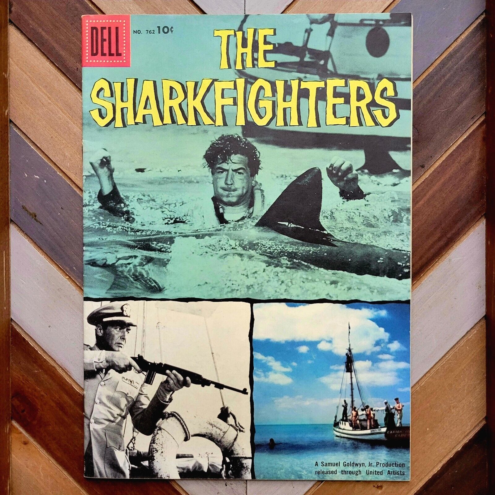 FOUR COLOR #762 FN/VF Dell 1956 SHARKFIGHTERS Silver Age BUSCEMA ART Photo Cover