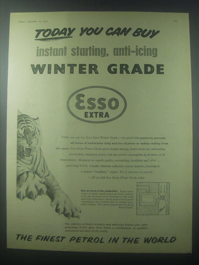 1954 Esso Extra Petrol Ad - Today you can buy instant starting, anti-icing