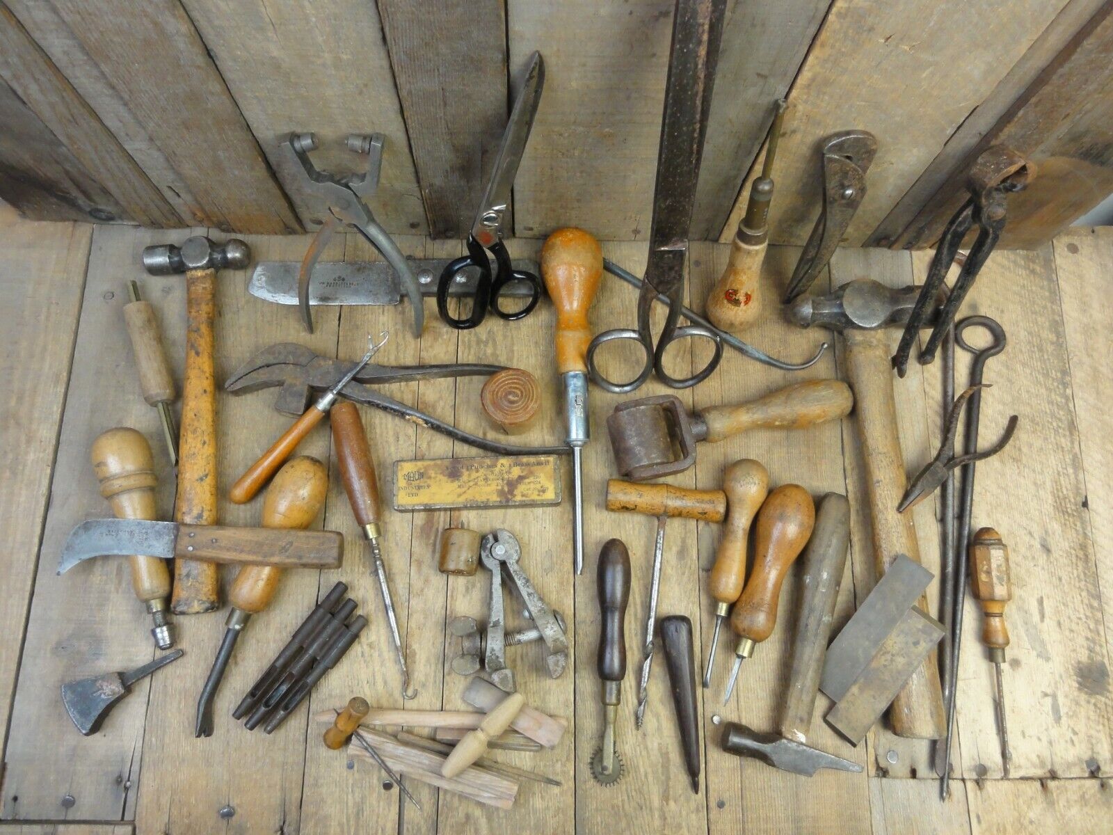 Collection of Antique Vintage Old Leatherworking Saddlers Cobbler Tools Job Lot