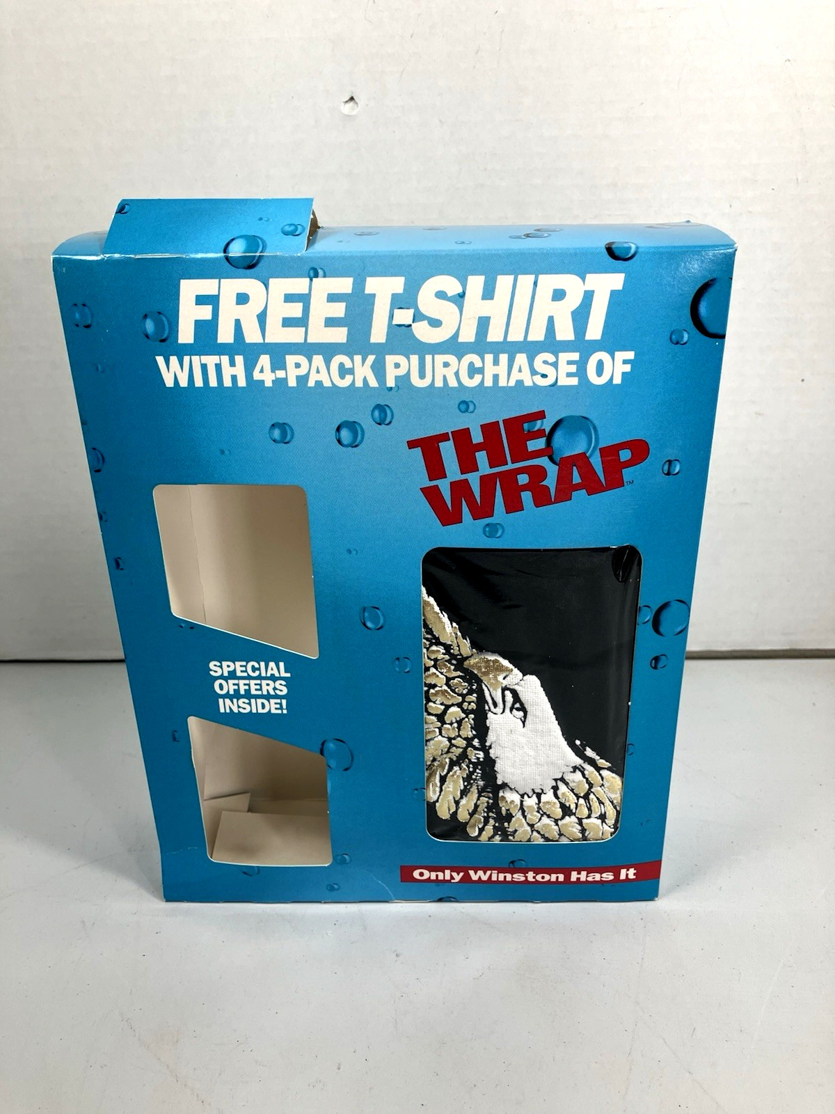 Vtg 1990s Winston Cigarettes Promo The Wrap Box & T-Shirt New Old Stock Black XL