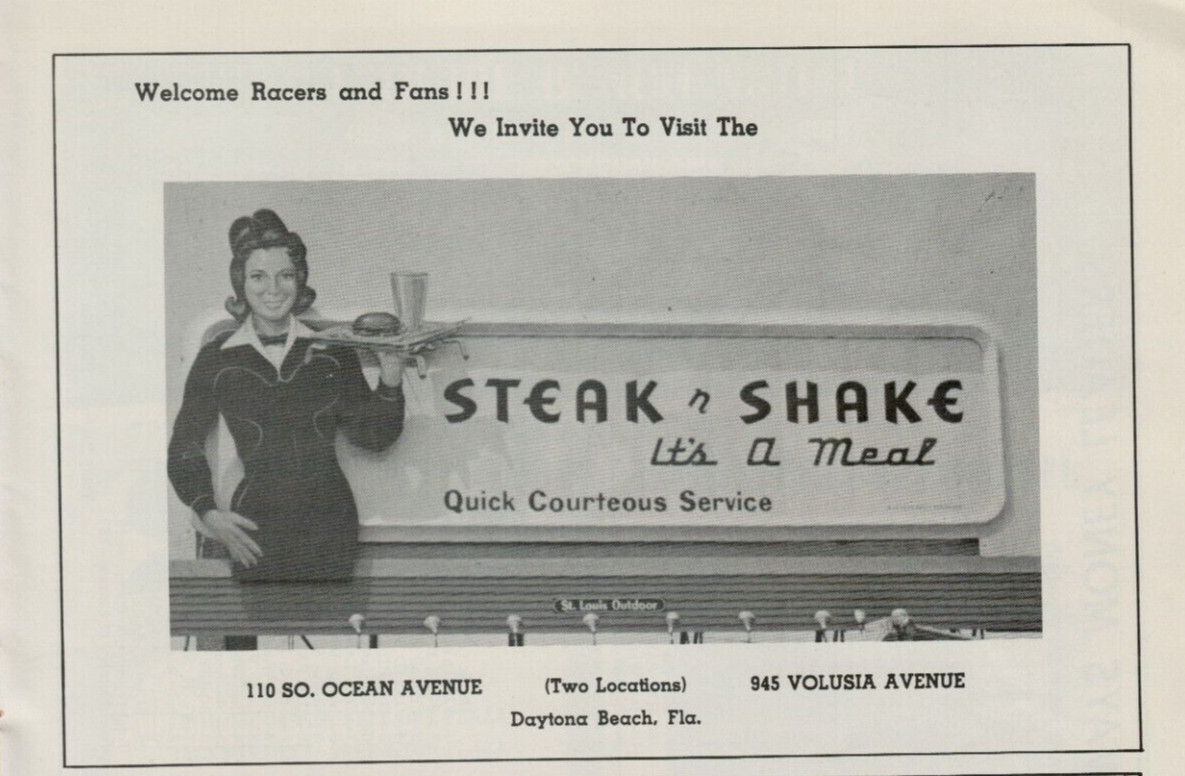 1968 Steak n Shake Billboard Photo It's a Meal Waitress Daytona Vintage Print Ad