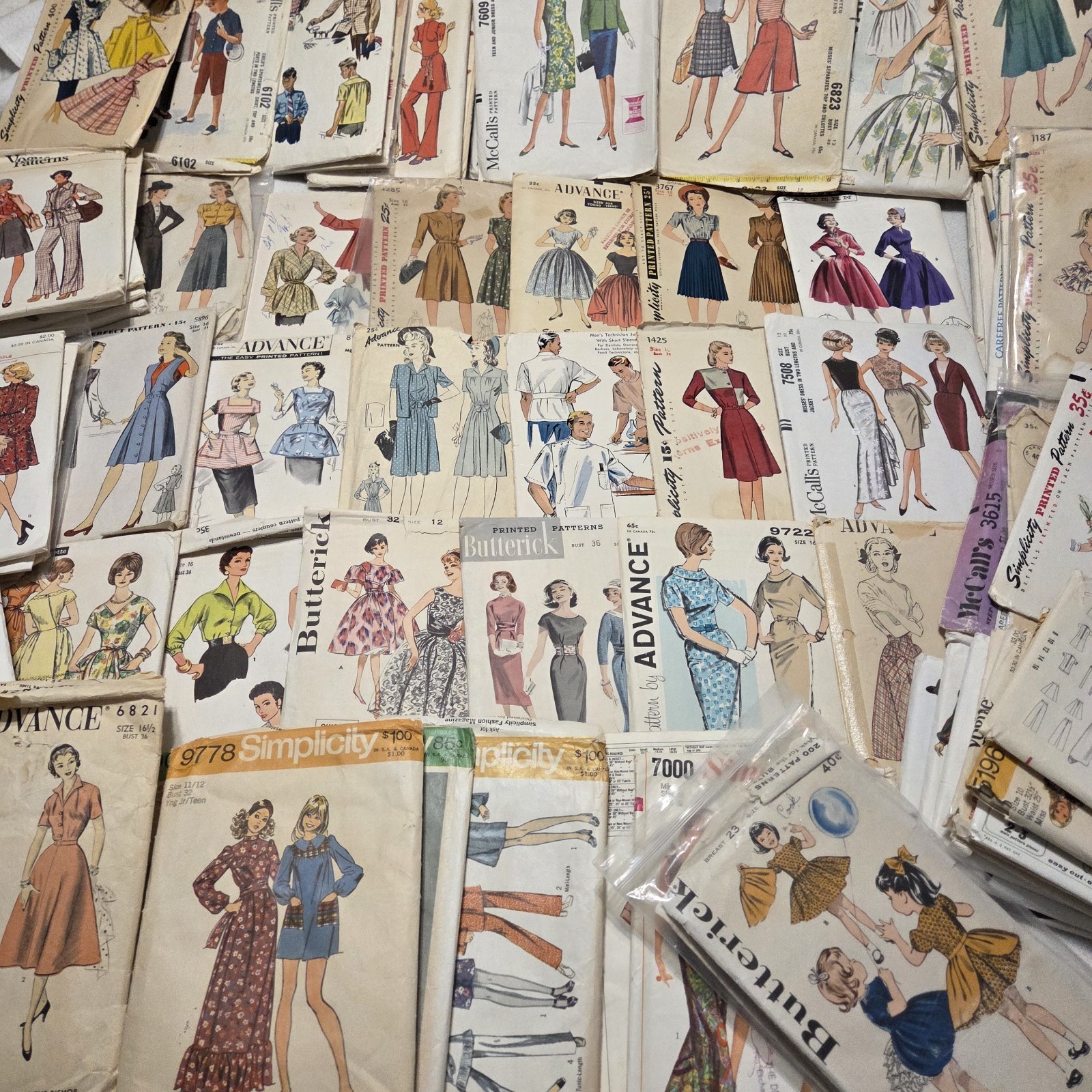 100 Vtg 40\'s-70\'s Sewing Pattern Lot Vogue DuBarry Advance Simplicity McCalls