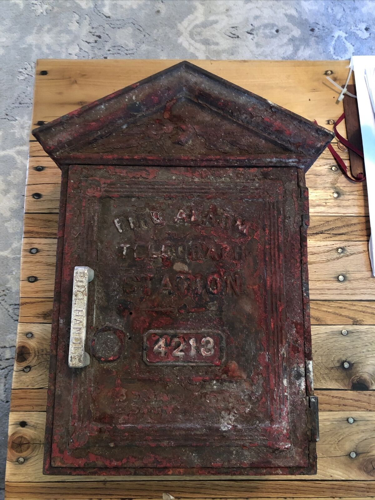 Vintage cast iron fire alarm telegraph station call box department newark ?