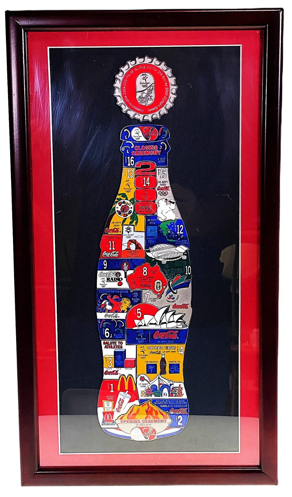 Coca Cola 15th Anniversary Olympic Winter Games Collectors Series Pin Set Framed