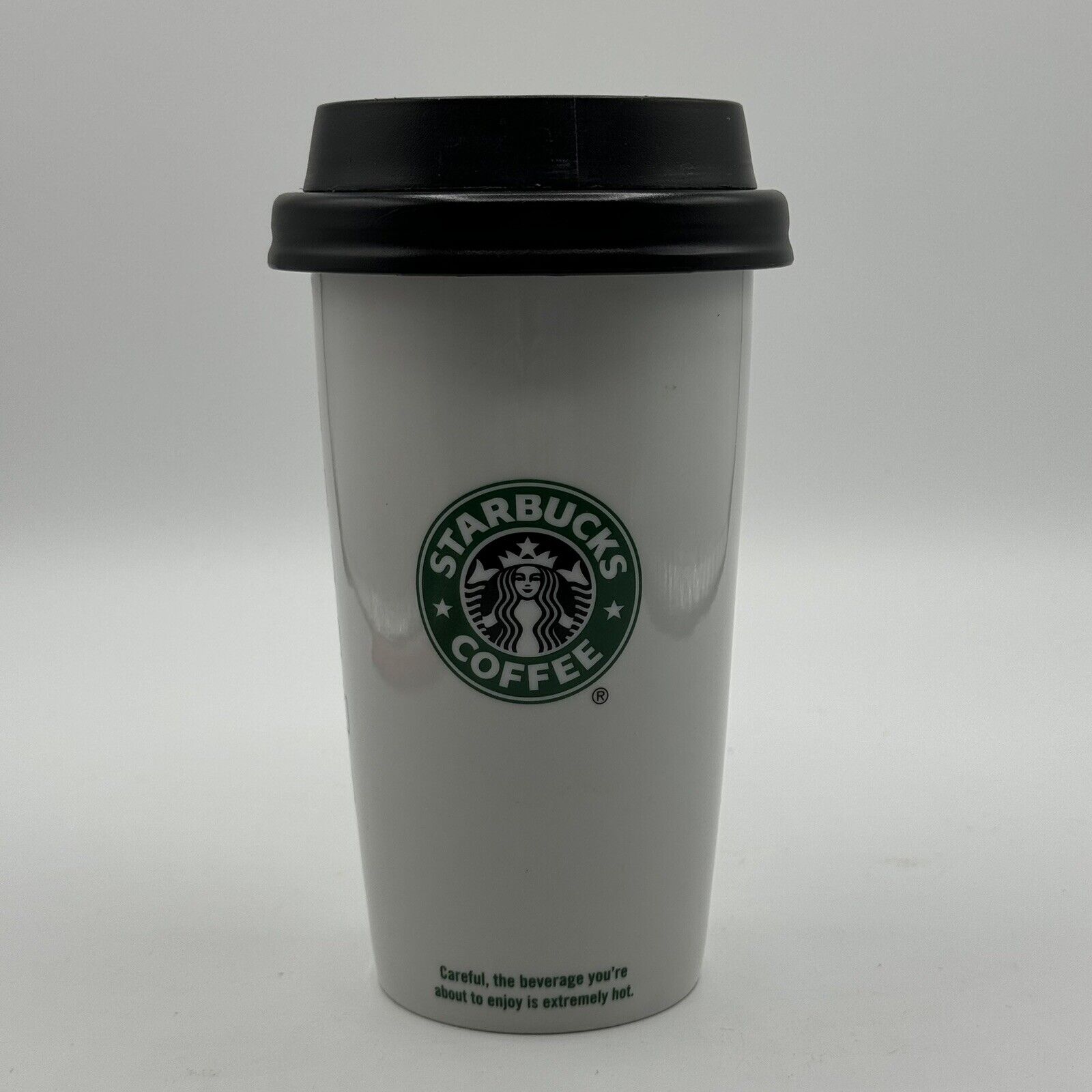 2009 Starbucks Coffee Old Logo Double Wall Ceramic Travel Cup Tumbler Mug 12 oz