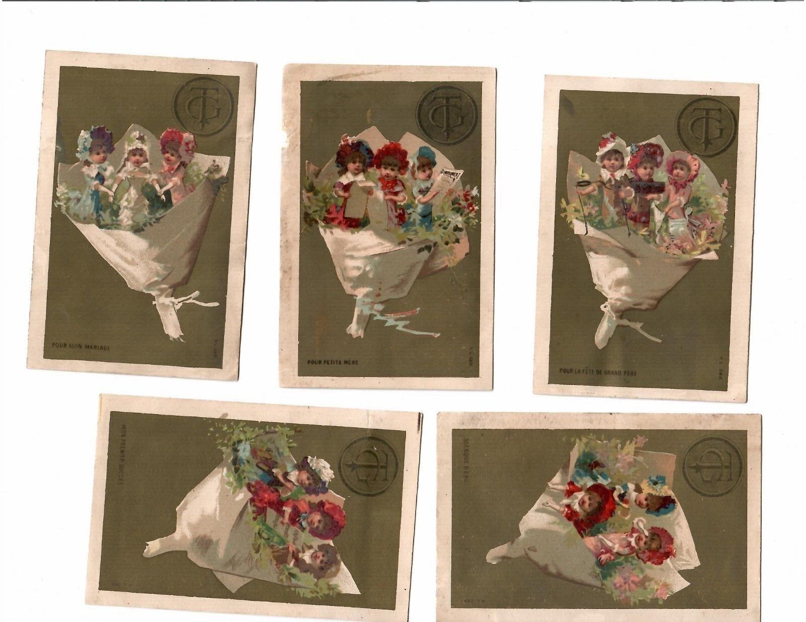 Victorian trade card Paris pour la fete de grand pere Tapioca of Brazil lot of 5