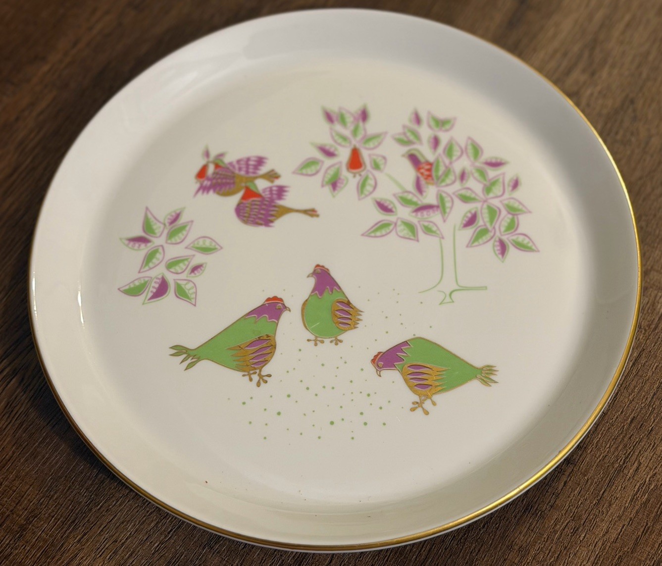 Vtg 1968 Shenango China 12 Days of Christmas Plate 3rd Day Three French Hens