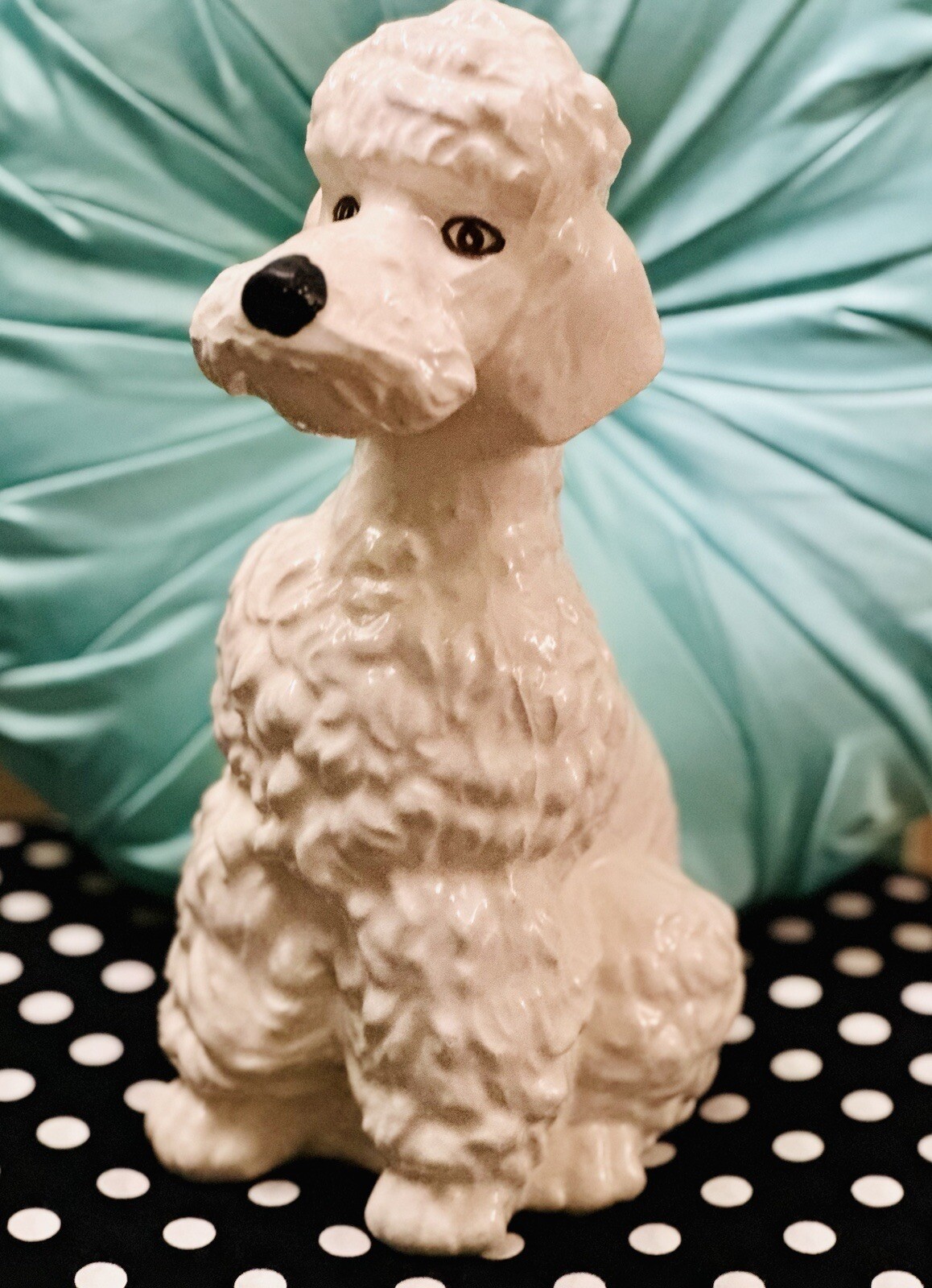 VTG Handpainted Lenwile Ardalt Ceramic Sitting White Poodle DogFigurine 11