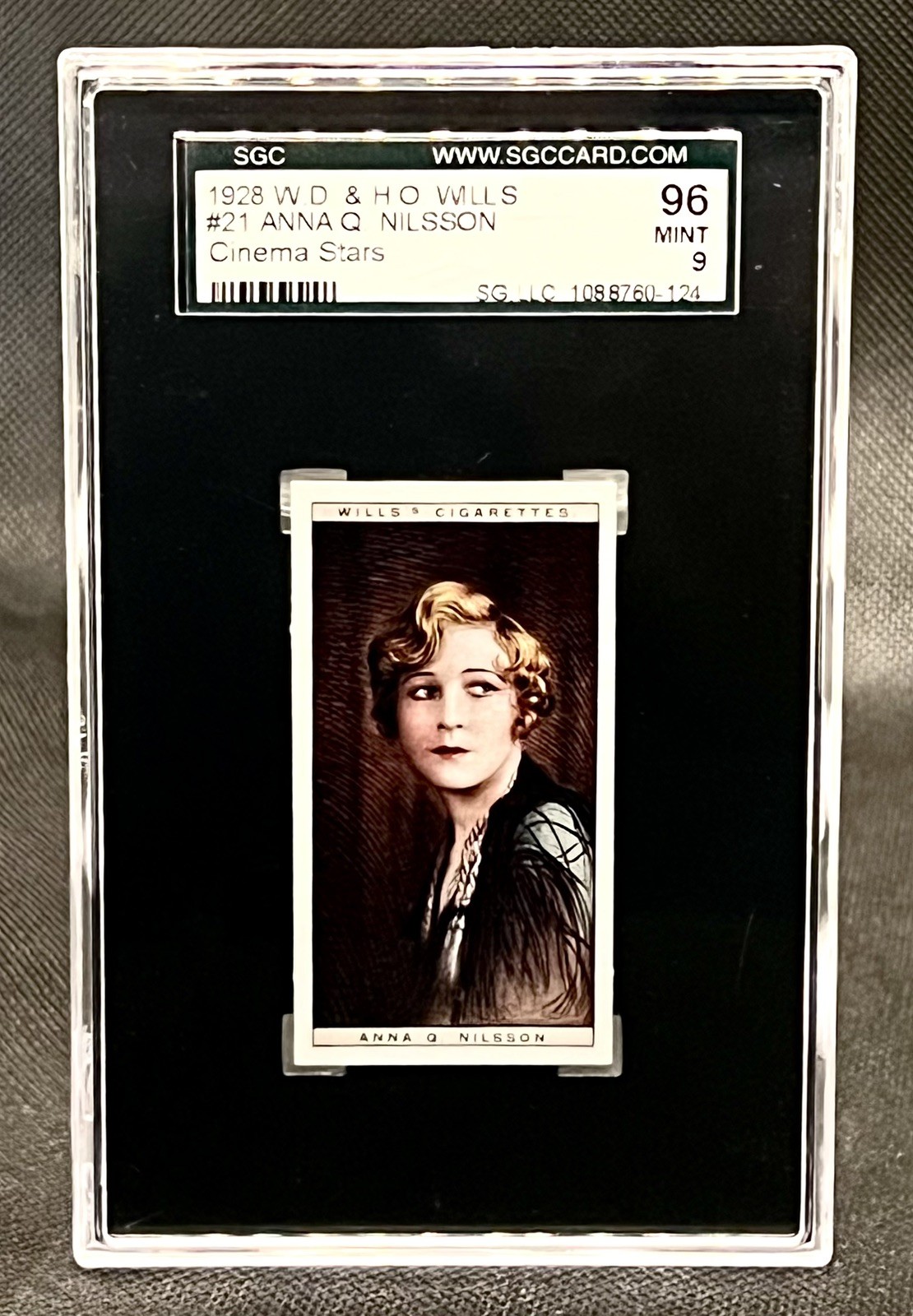 1928 WD & HO Wills #21 Anna Q Nilsson Cinema Stars SGC 9 Mint