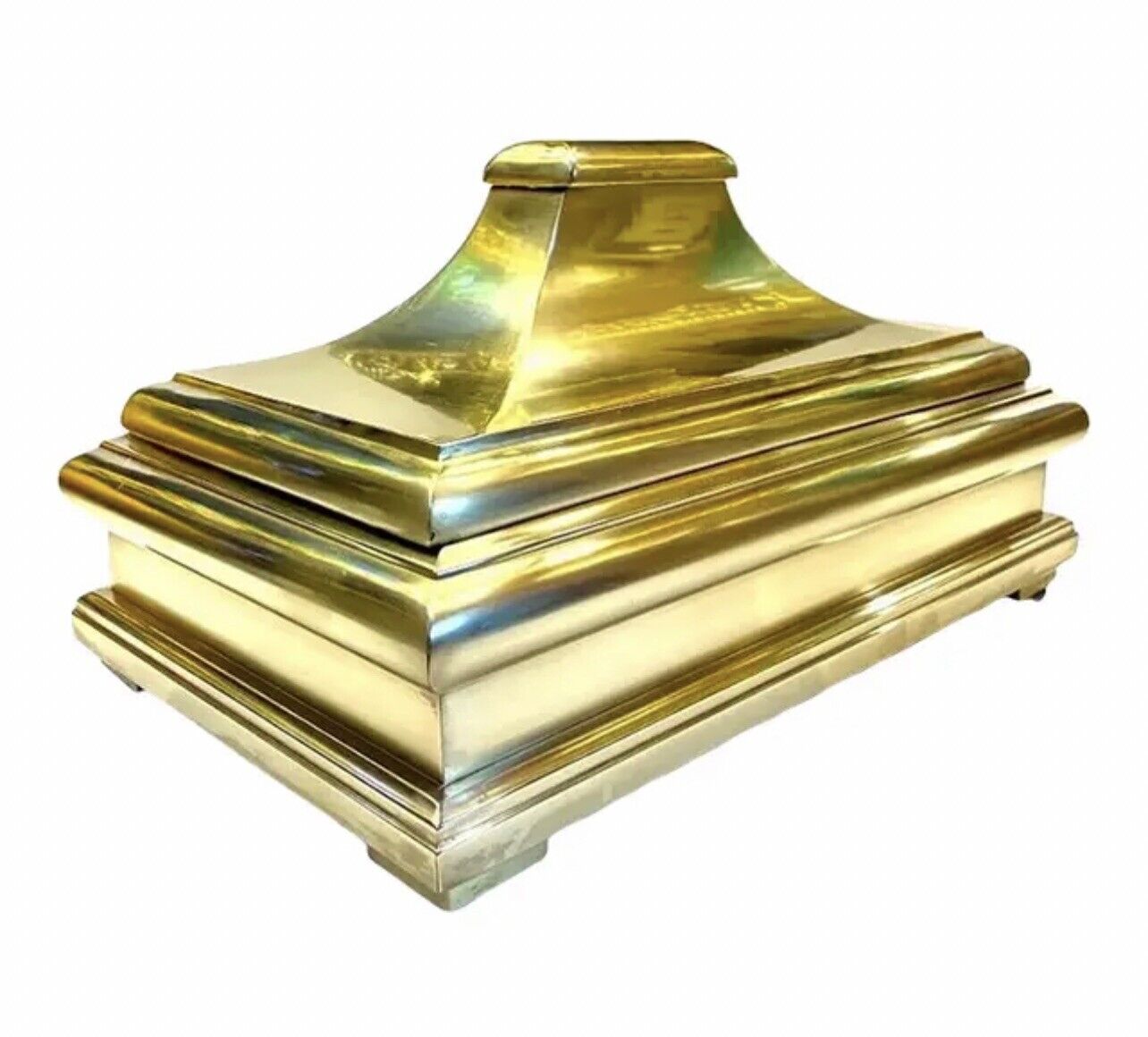 Fabulous Chapman Lamp Co. Solid Brass Decorative Orientalist Pagoda Box c.1978
