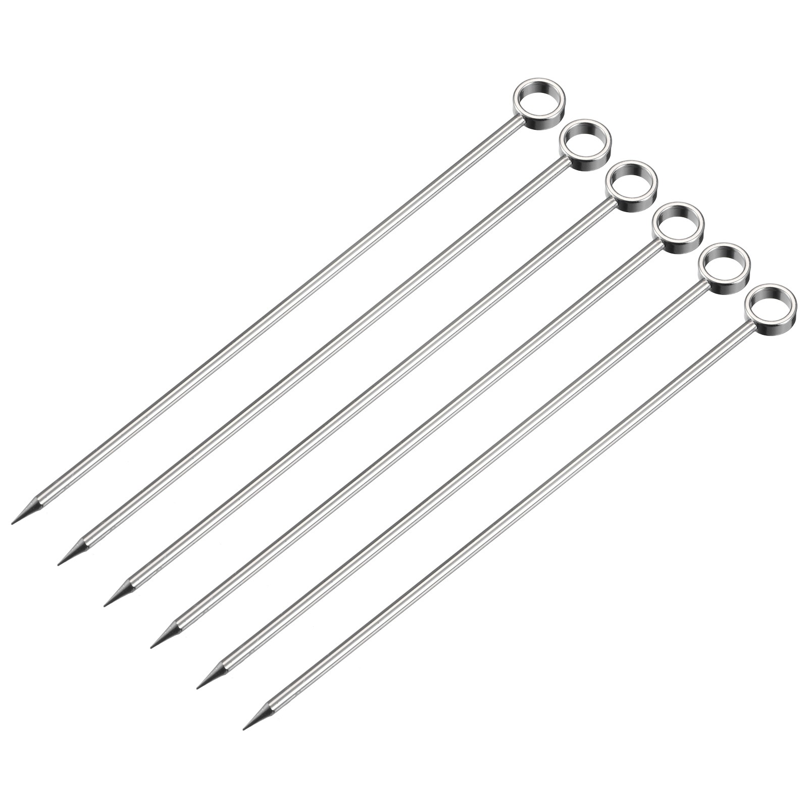 Metal Cocktail Picks 6Pcs, Reusable Cocktail Toothpick Circle Shape - Silver