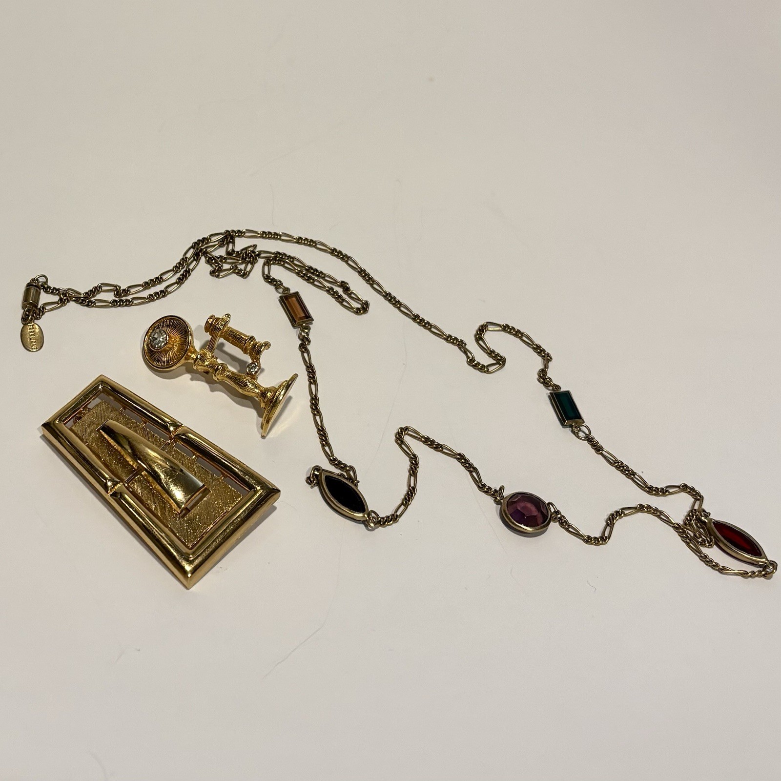 Vintage Fashion Jewelry Lot Of 3, Monet, Gerry, Parklane, 2 Pins, 32” Necklace