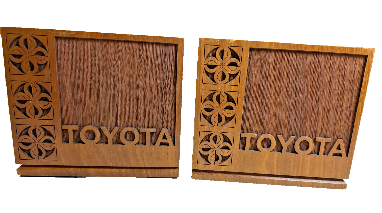 RARE Vintage Toyota Solid Walnut Bookends Book Ends Lasercraft Dealer Executive