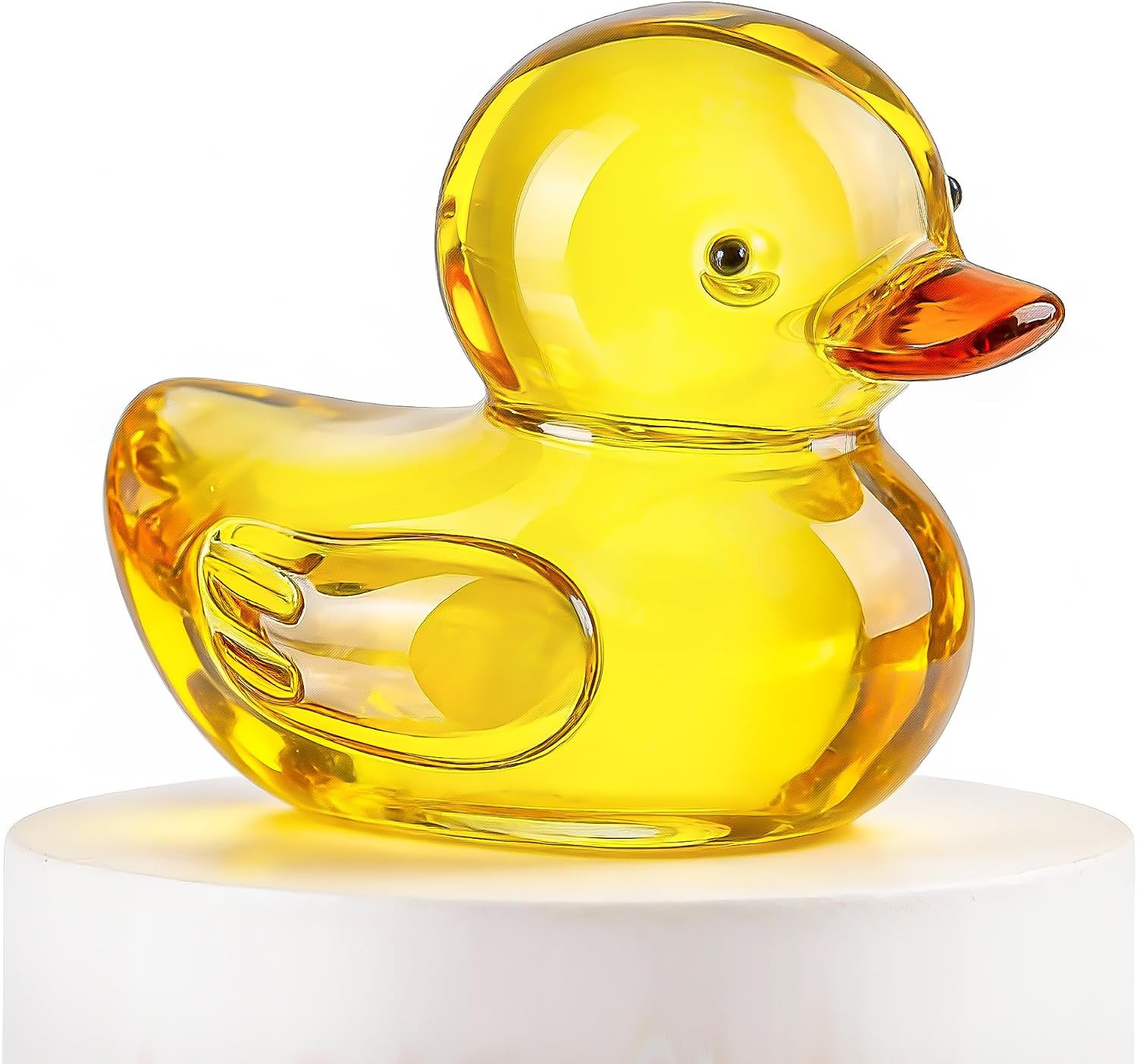 Yellow Duck Statue Handcrafted Glass Duck Figurine Mini Animal Sculpture