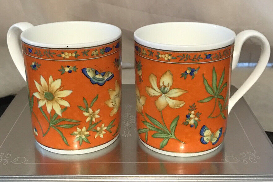 Heinrich Fine Bone China Floral Pattern Coffee Mugs-Set Of (2) Made In Germany