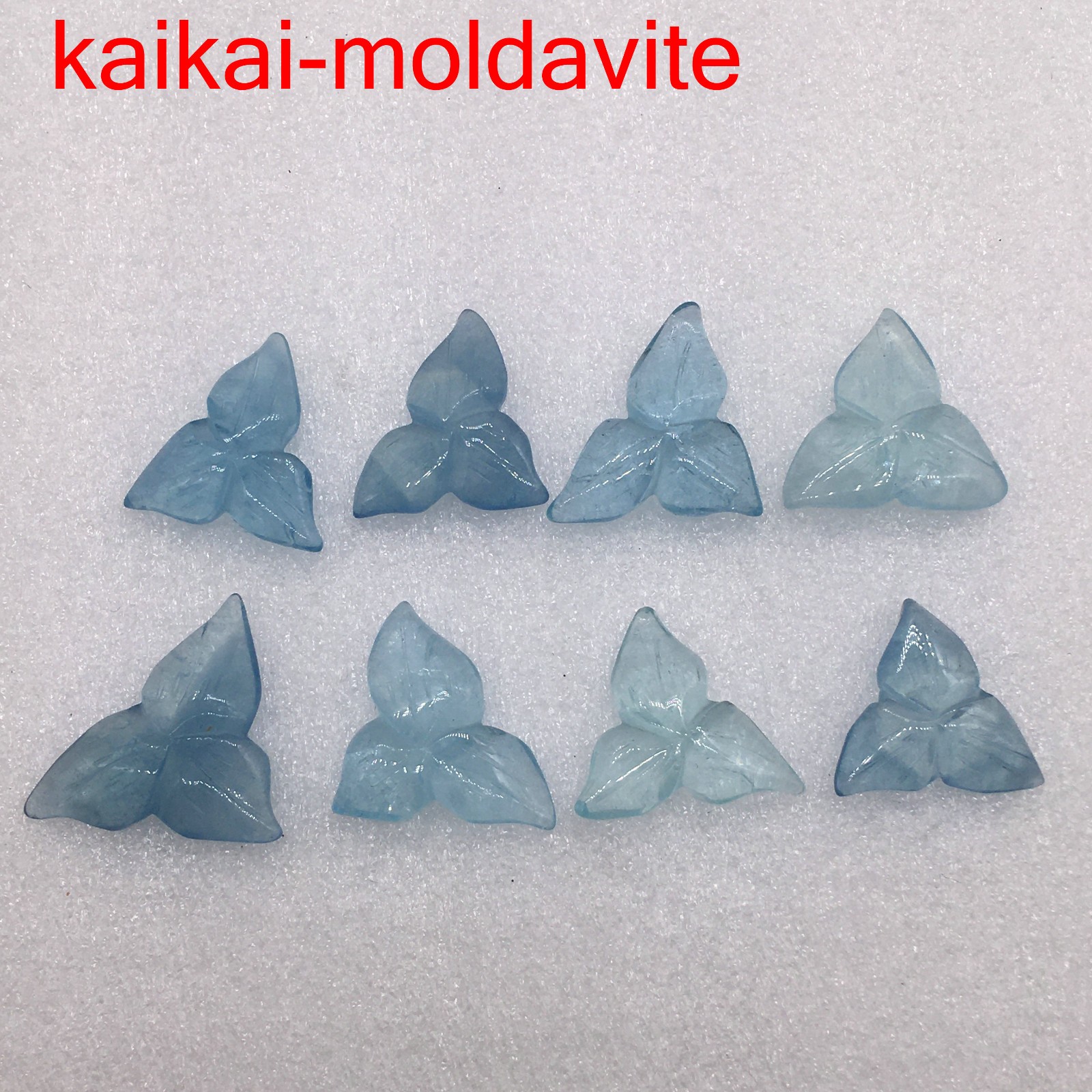 15G/8PCS Natural Blue Aquamarine Quartz Carved Clover Pendant Healing FH09