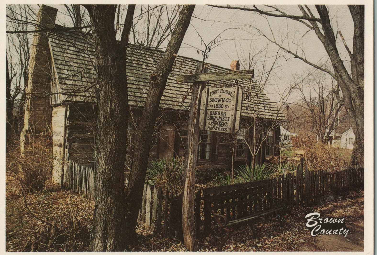 First Log House Brown County Nashville Indiana Cabin 4x6 Postcard First Log House Brown County Nashville Indiana Cabin 4x6 Postcard
