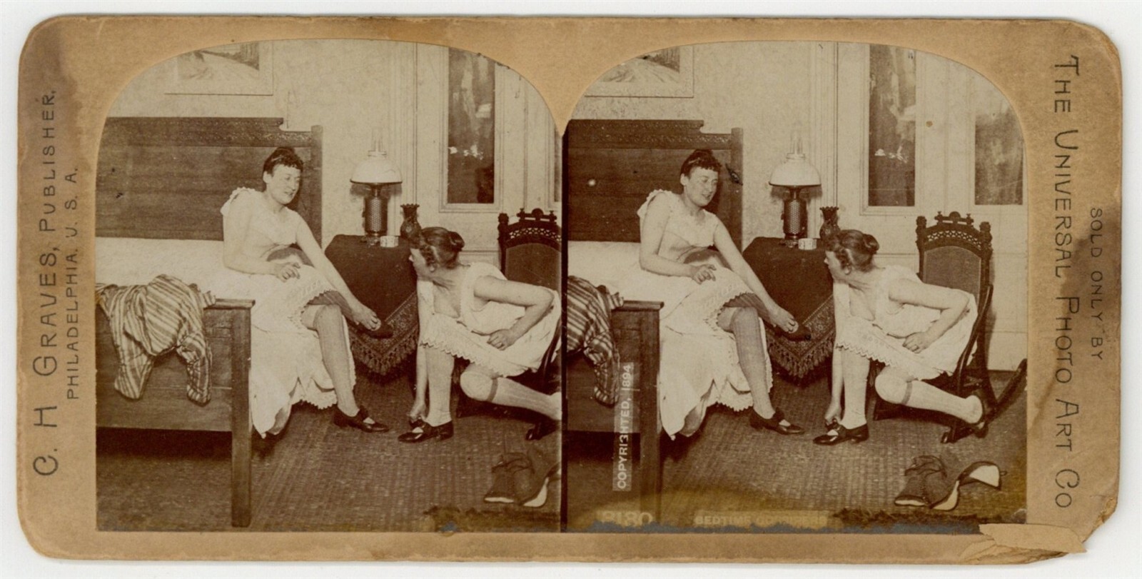Female Prostitutes 1890 Brothel Sex Worker Stockings Legs Stereoview Photo 13984