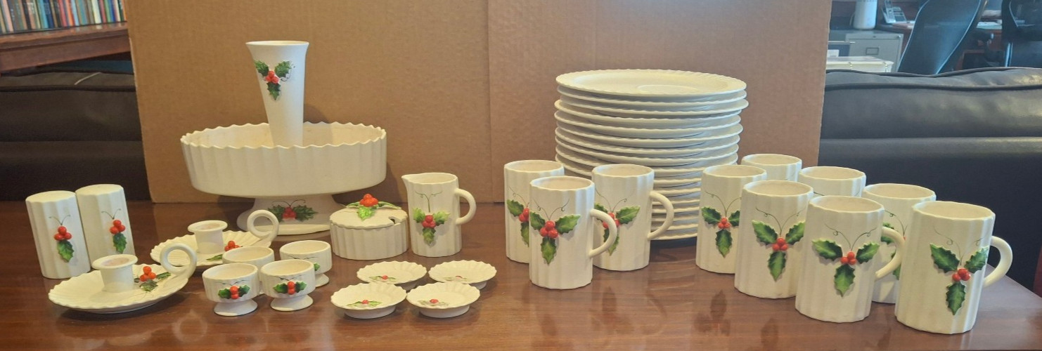 Vtg Holt Howard Christmas Holly Berry 43 Piece Tableware Collection Vtg Holt Howard Christmas Holly Berry 43 Piece Tableware Collection