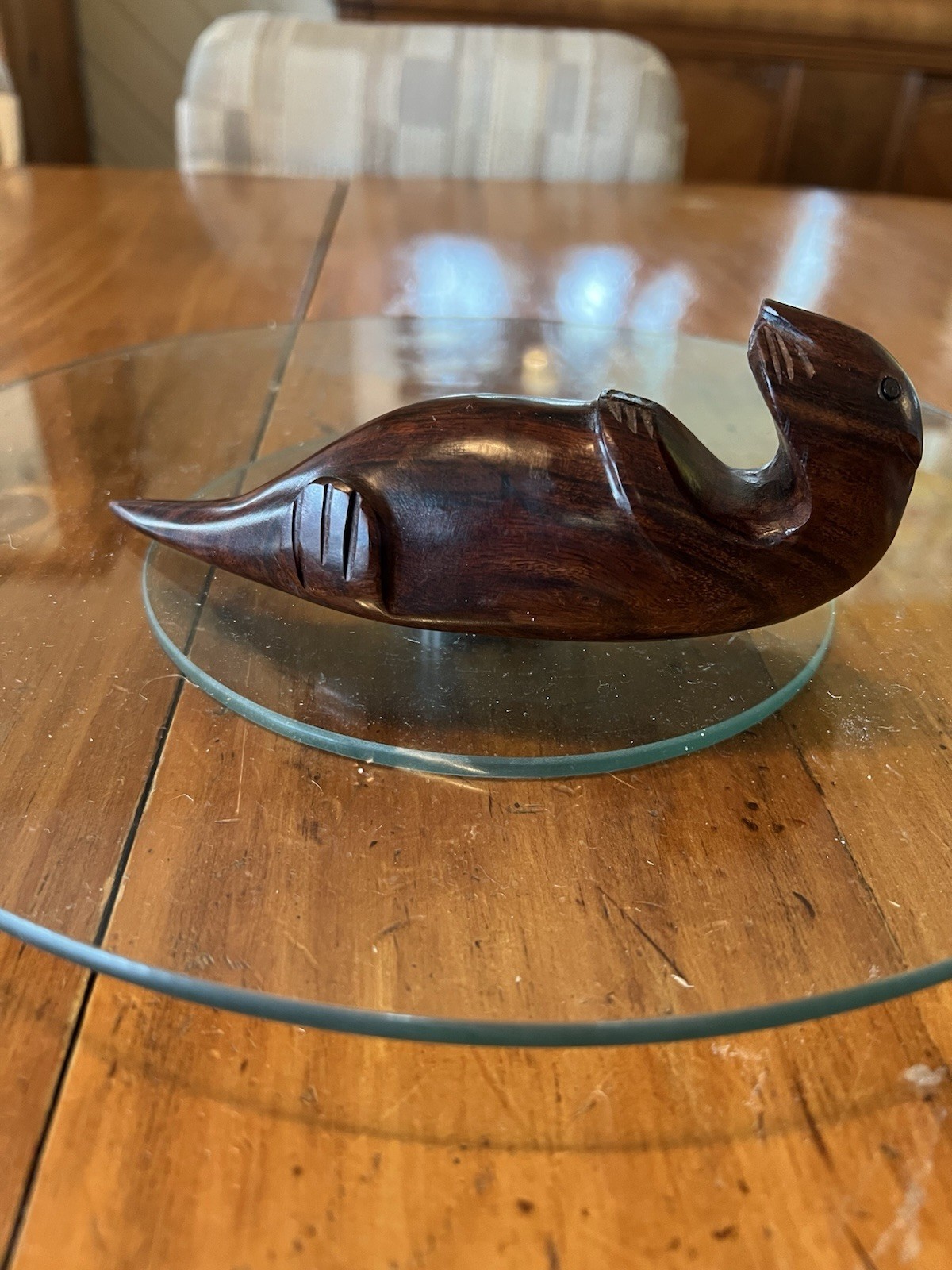 VTG Wooden Carved Otter Glasses Holder Stand Mid Century MCM