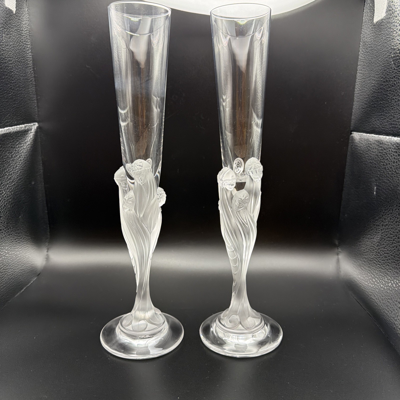 Vintage Erte Flute Majestique Romain  De Tirtoff  French Crystal  Champagne Set2