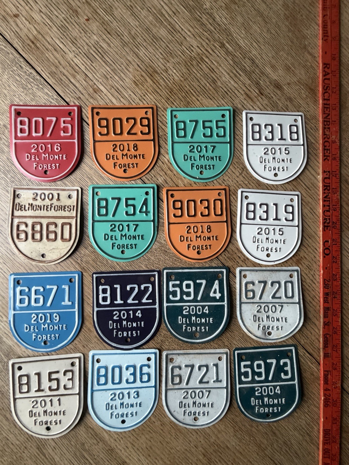Lot of Del Monte Forest Pebble Beach license plate gate tags 2004-2019 Lot of Del Monte Forest Pebble Beach license plate gate tags 2004-2019