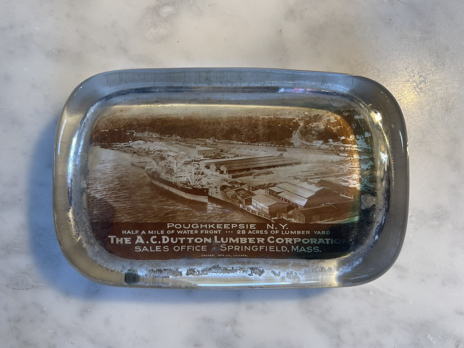 A.C. Dutton Lumber From Poughkeepsie NY Railroad Bridge Hudson River Paperweight