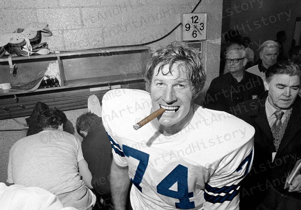 Bob Lilly Celebrates Win with a Cigar Photo Print Poster 1972 Dallas Cowboys