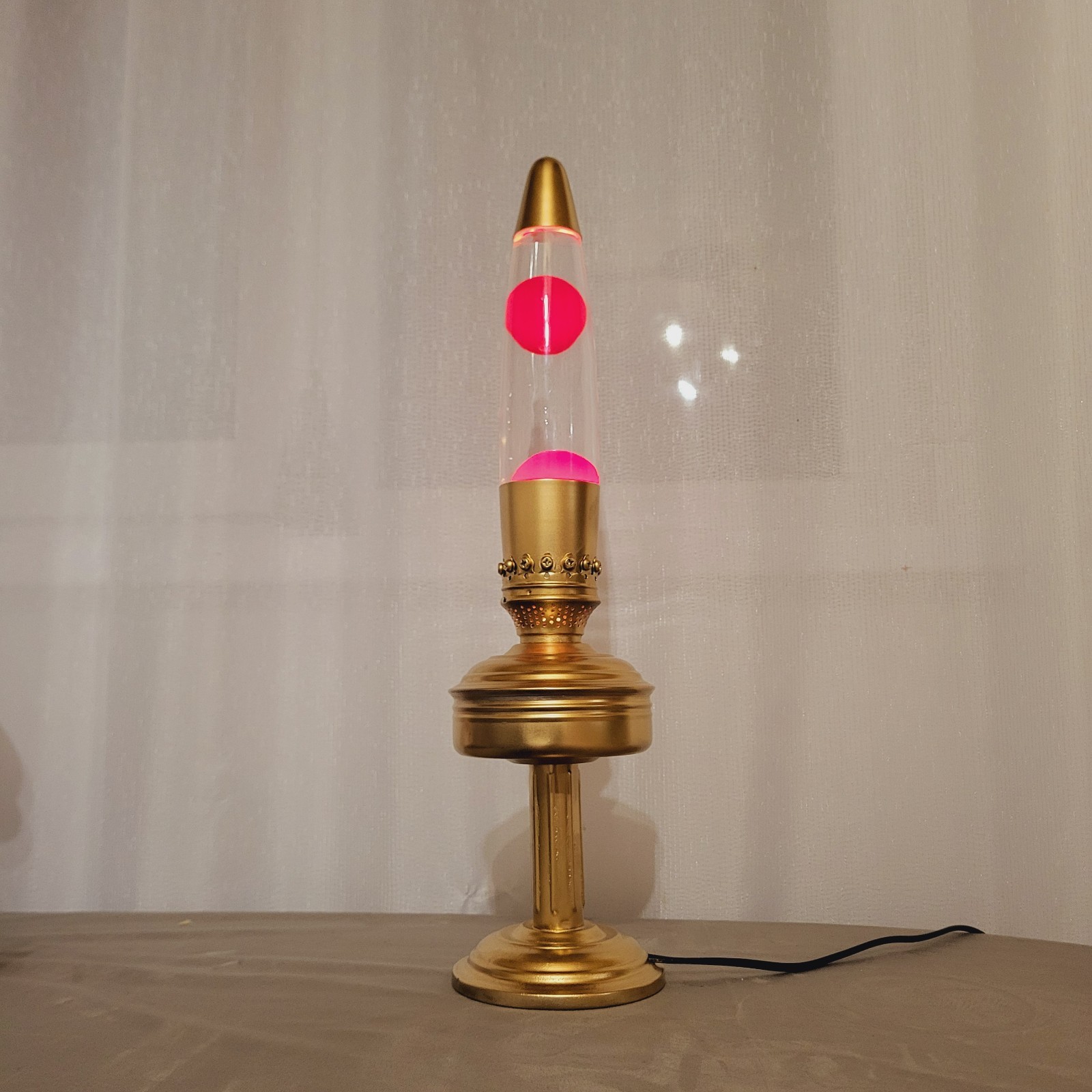 Vintage Lava Lamp with Gold Body and Red Wax Rare Lava Lamp