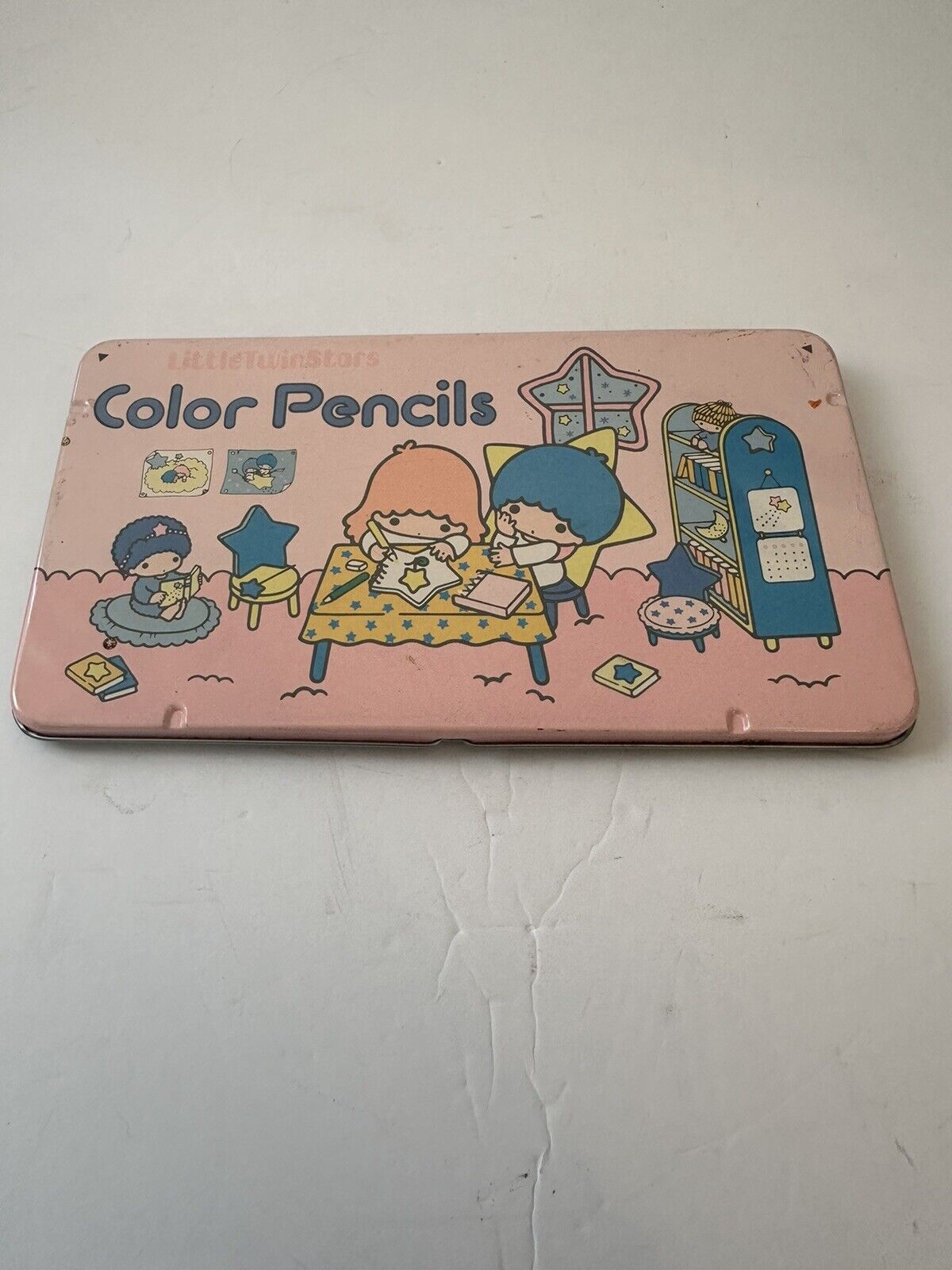 Vtg Sanrio Little Twin Stars Mini Colored Pencil Set Case 1976 Japan Hello Kitty