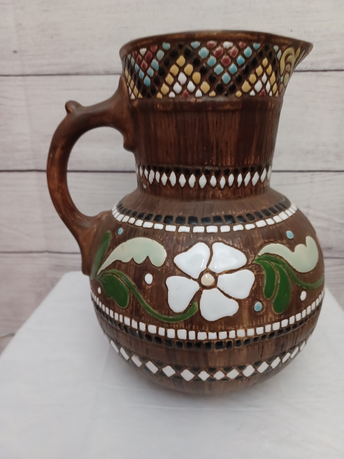 Ceramit Israel Handmade Signed Pottery Pitcher Jug Vase 11\ Ceramit Israel Handmade Signed Pottery Pitcher Jug Vase 11\