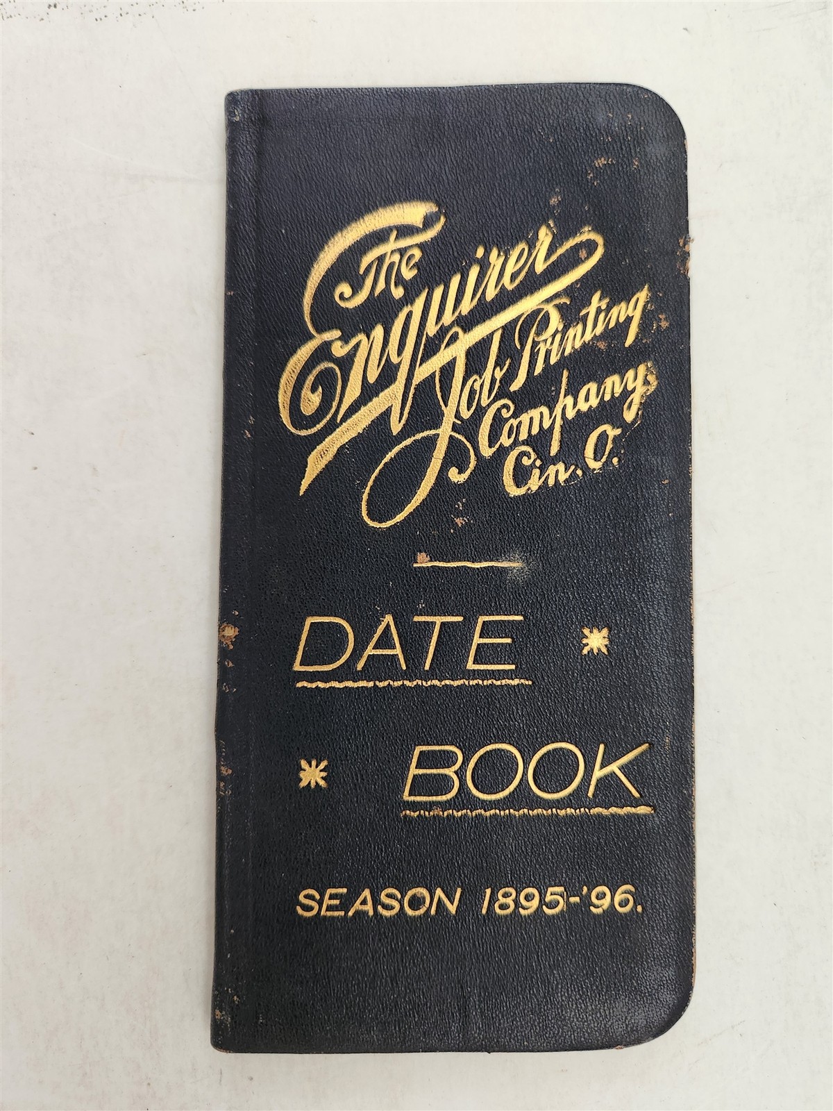 1895 antique THE ENQUIRE JOB PRINTING Co cincinnati oh LEATHER pocket DATE BOOK 