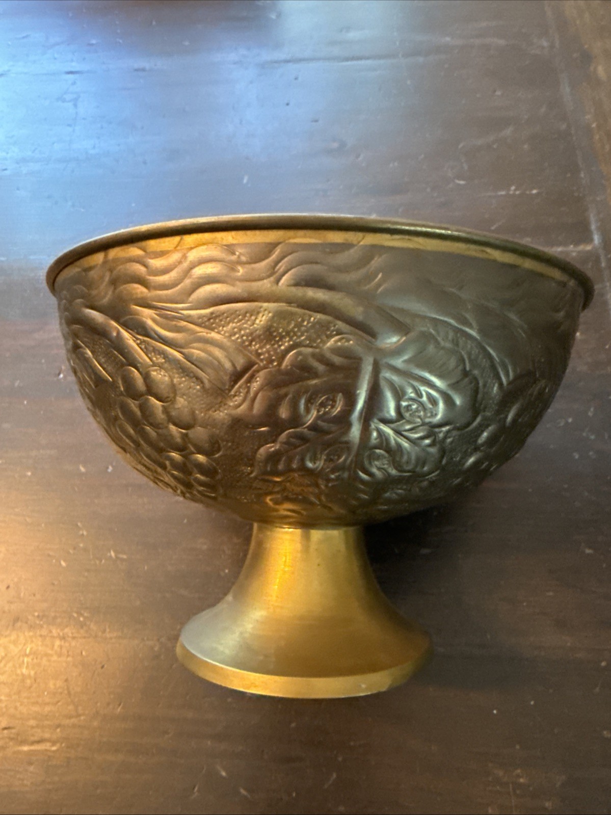 Vintage Footed  Solid Brass Bowl 5.25 X 8”