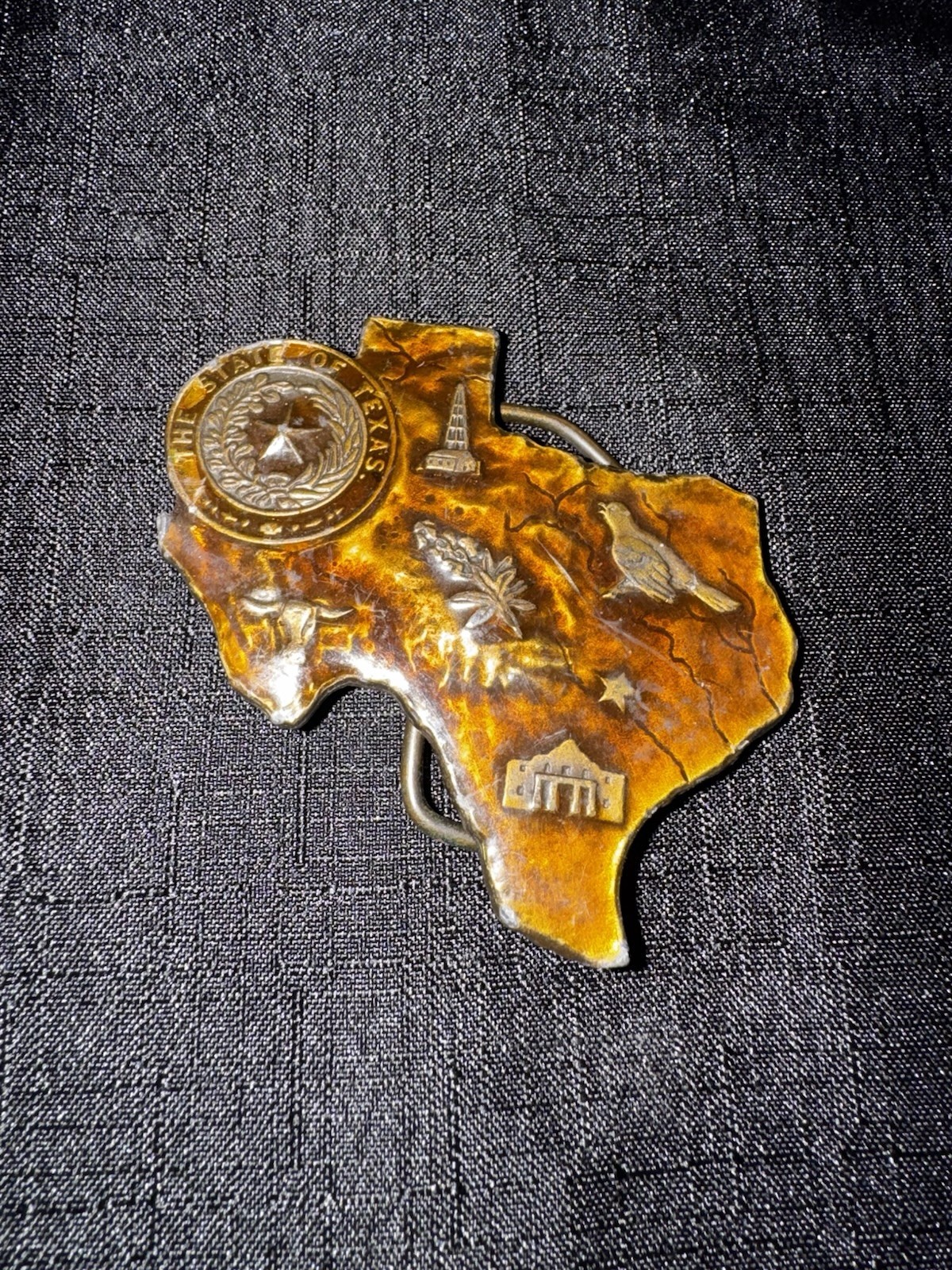 Vintage 1976 Bergamot Brass Works Texas Belt Buckle Lone Star Alamo USA