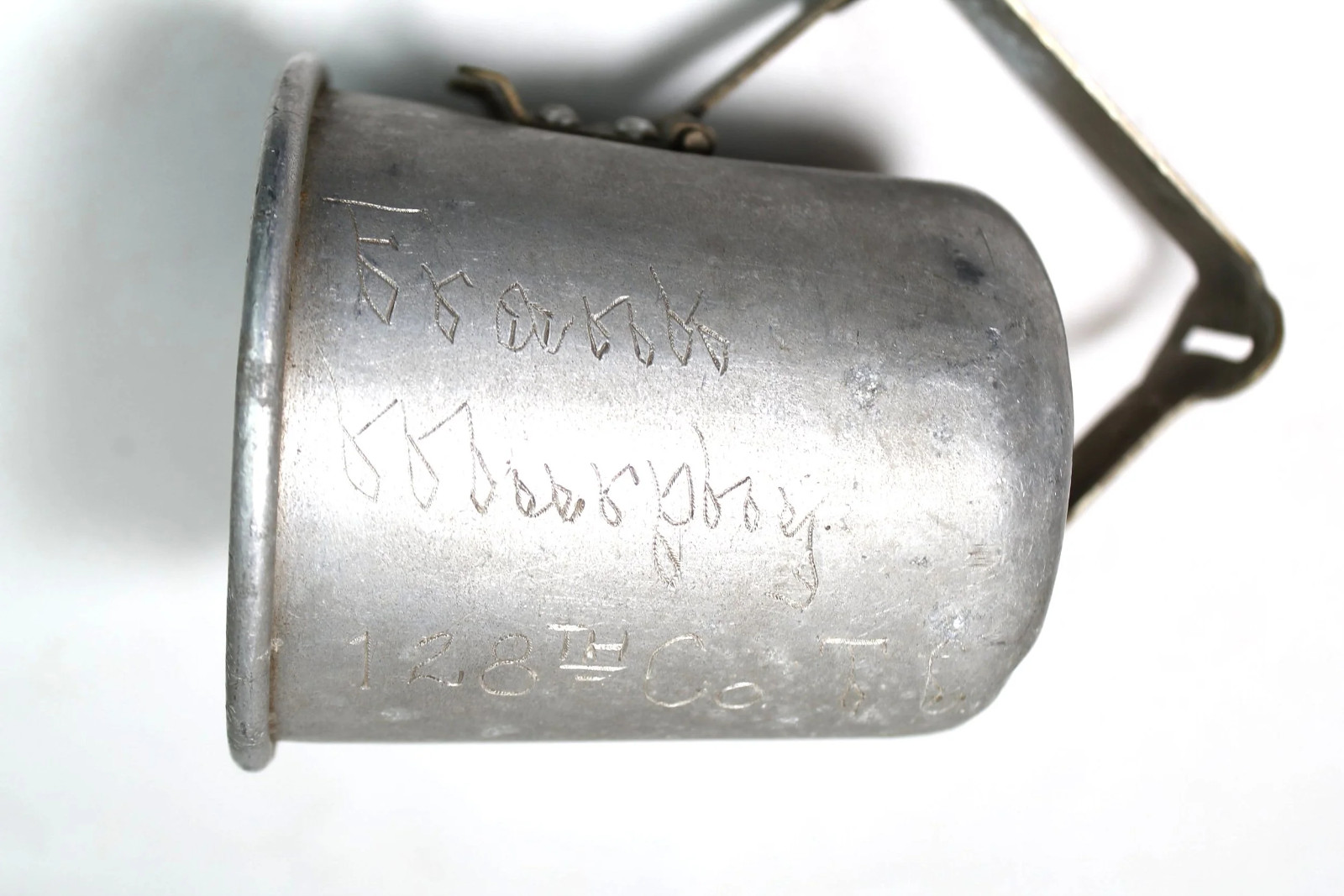 WW1/WW2 M1910 Canteen Cup NAMED Unit Marked with Art