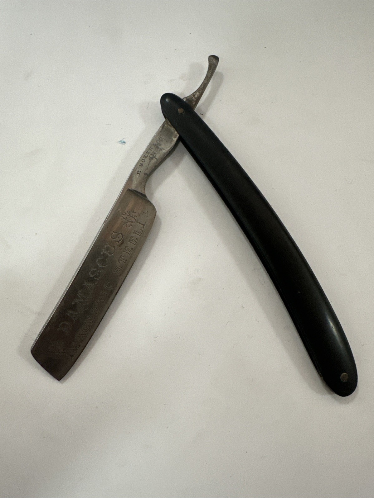 Vintage Straight Razor H. Boker & Co. Damascus Magnetic Steel