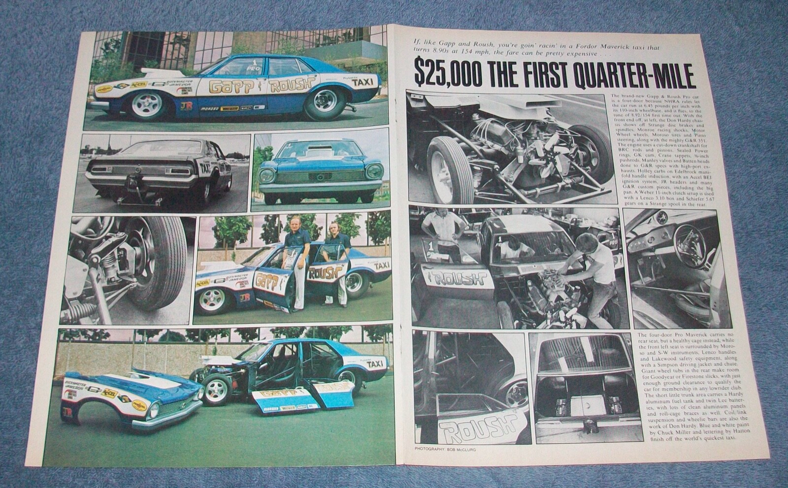1974 Gapp & Roush Tijuana Taxi Ford Maverick Pro Stock Drag Car Vintage Article