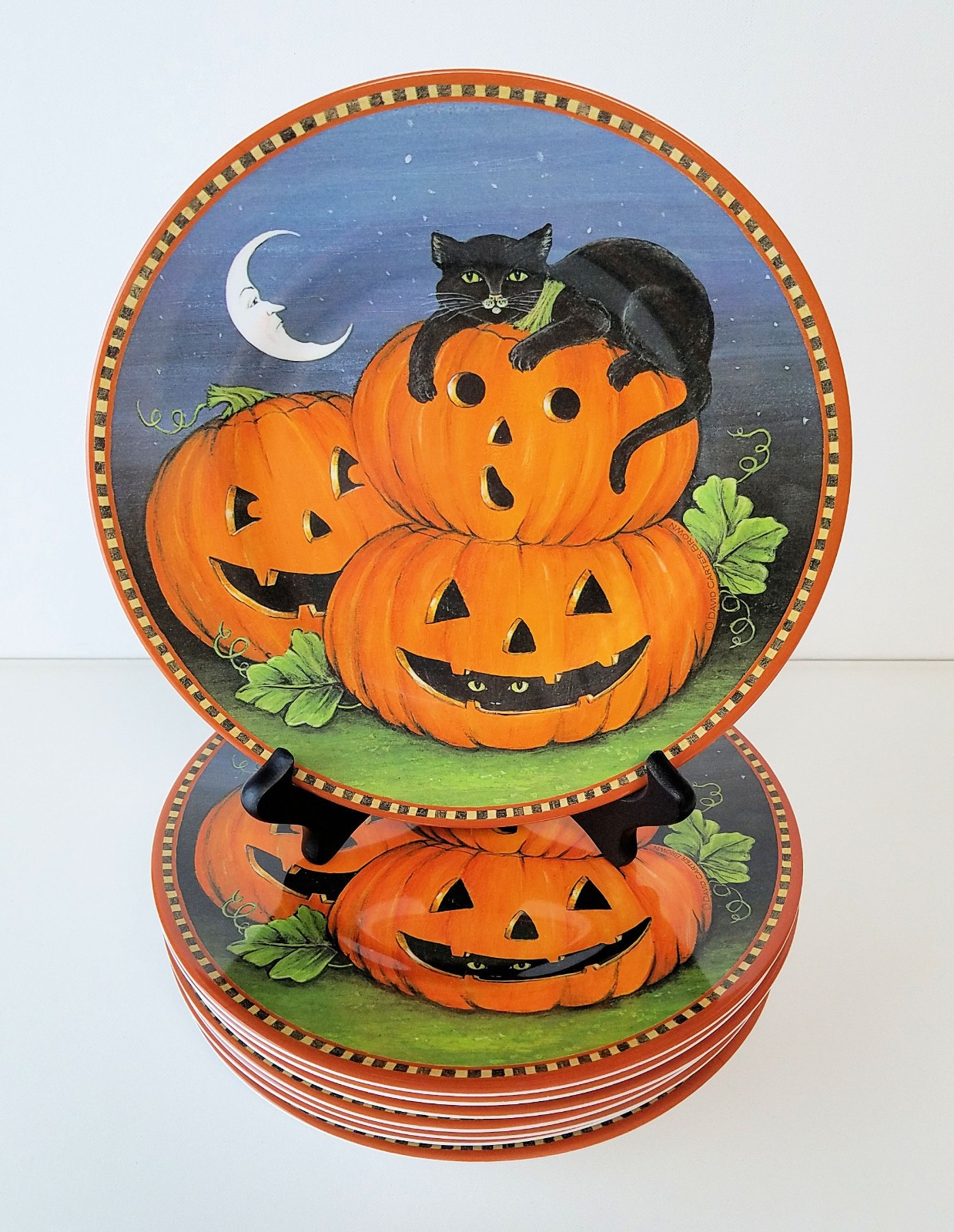 8 Sakura Evolution Melamine Plates HAUNTED HOLLOW David Carter Brown 8-1/2