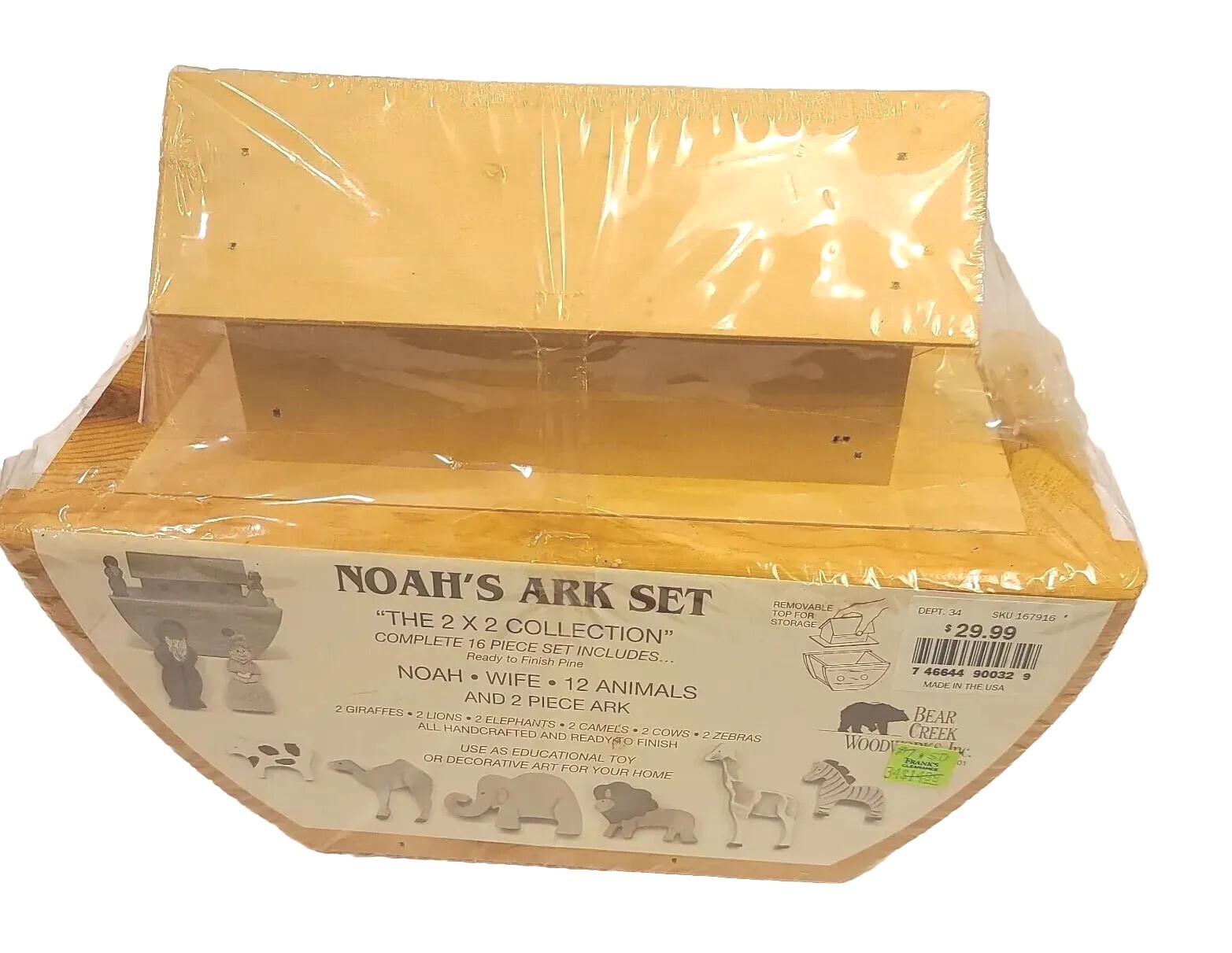 Noah’s Ark Set with 16 pieces including 12 animal pieces. The 2 x 2 Collection