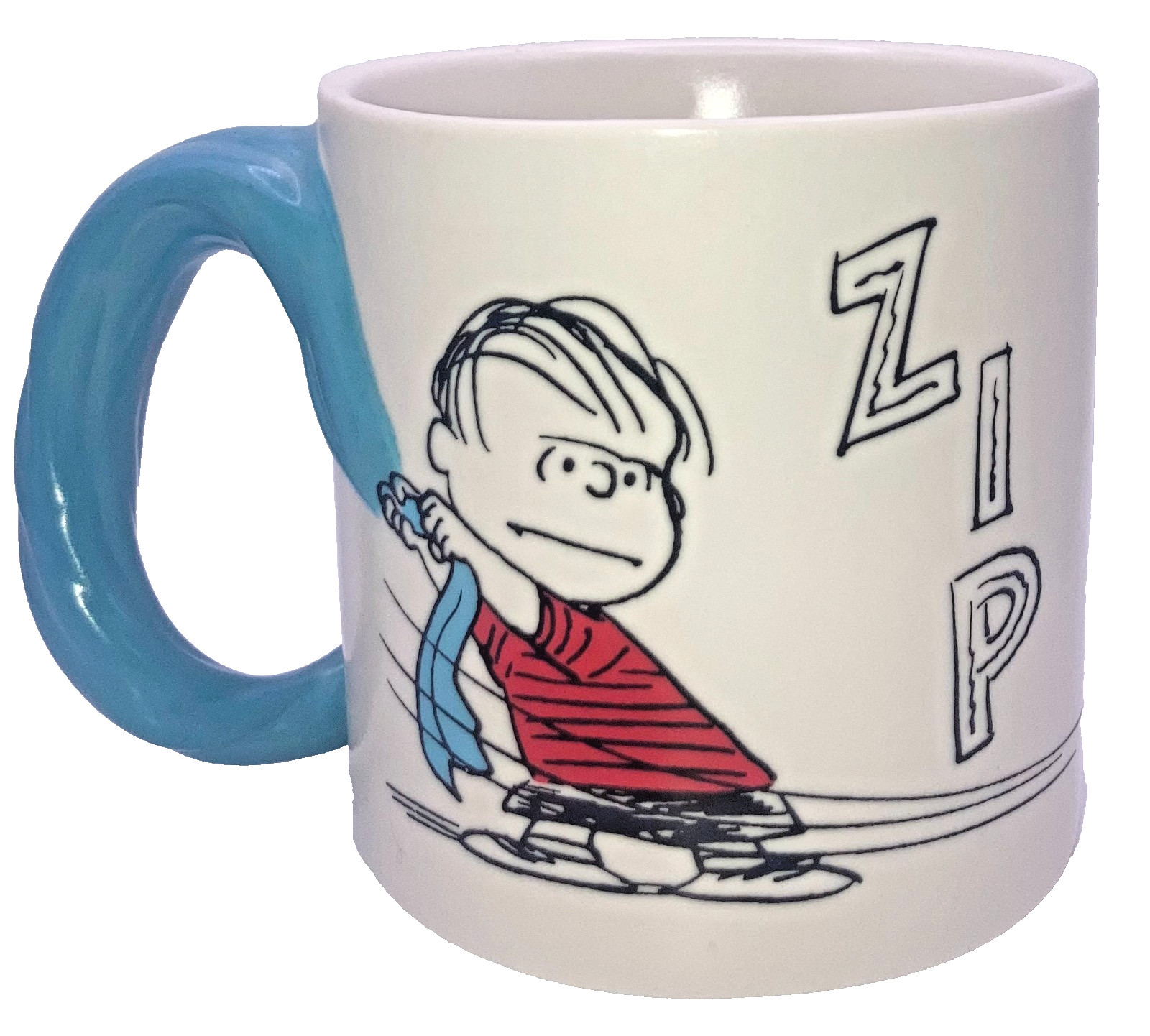 Hallmark Peanuts Linus & Snoopy Dimensional Blue Blanket Handle ZIP Mug Cup 17oz