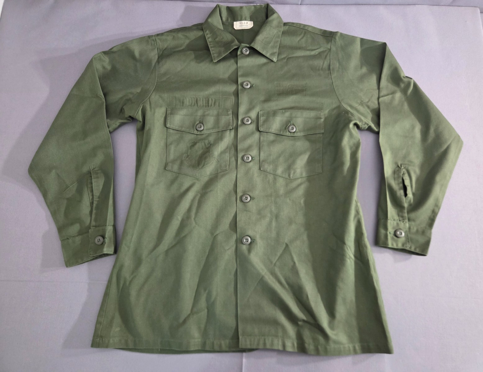 Vintage Army Shirt Mens Large 16.5x34 1982 Utility Durable Press OG-507 Military